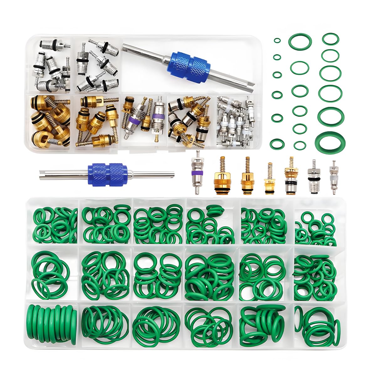 O-ring per impianti di climatizzazione, Kit di riparazione AC for auto 39 pezzi Core e 270 O-Ring for R12 R134a con strumento rimozione universale