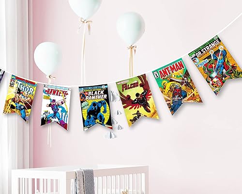 Miniatura 8 de Cartel de Super Heros  Pancartas de fiesta  Decoración de habitación infantil  Cartel de cumpleaños  Decoración de fondo  Suministros para fiestas