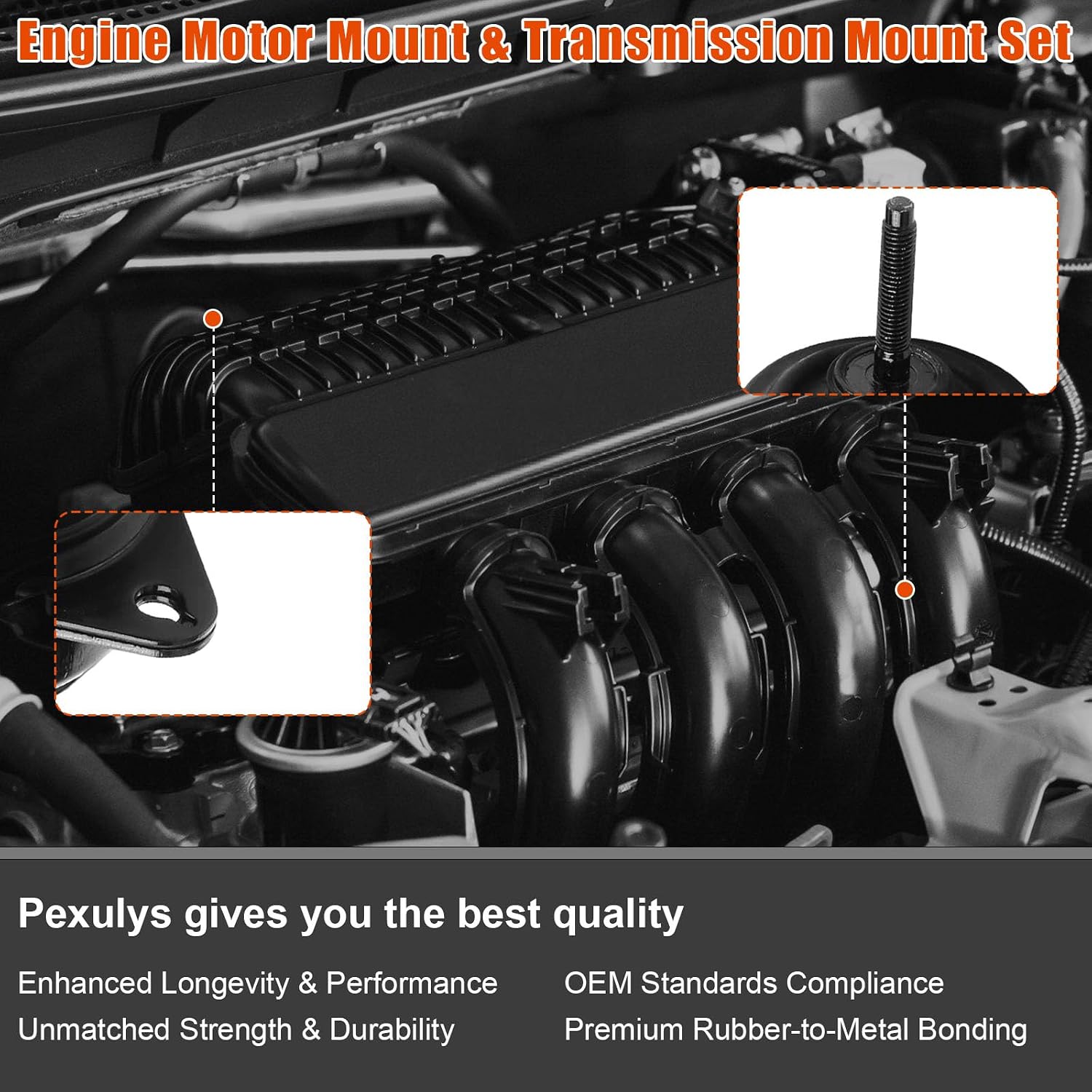 3Pcs Engine Motor Mount & Transmission Mount, For F-ord Mustang V8 5.0L 2011-2022, For Mustang V6 3.7L 2011-2017, Replace# A5523 A5523 A5749