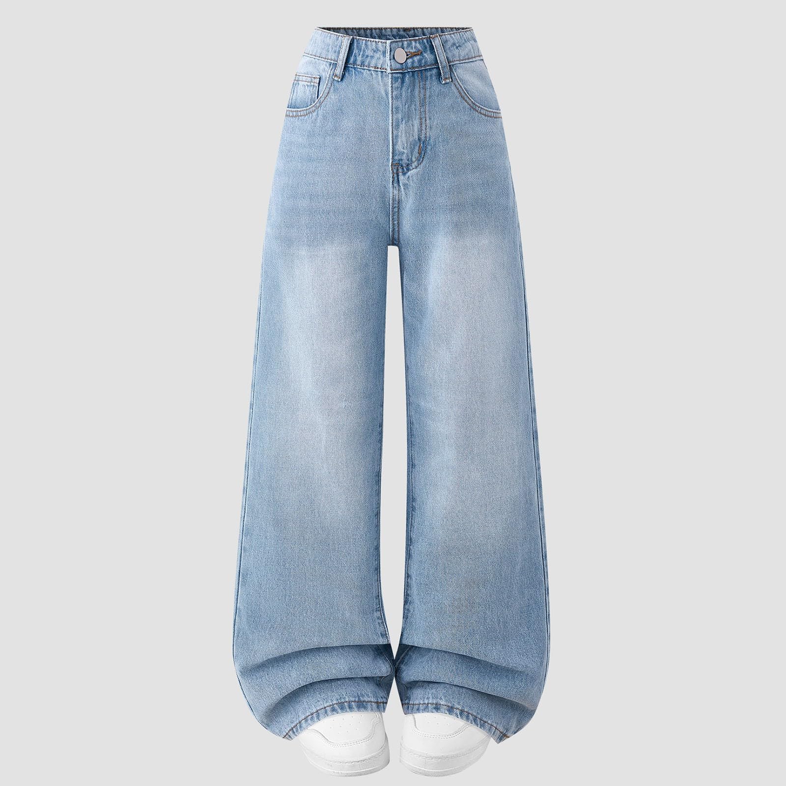 Jeans Baggy-Pantaloni Larghi in Denim per Ragazze, Comodi Pantaloni Casual in Tessuto Morbido Ed Elasticizzato per Il Gioco Quotidiano
