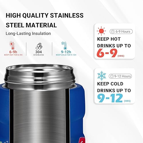 Miniatura 2 de Termo infantil de 17 onzas para comida caliente, termo de sopa con cuchara plegable, tarro de alimentos aislado para alimentos fríos y calientes,