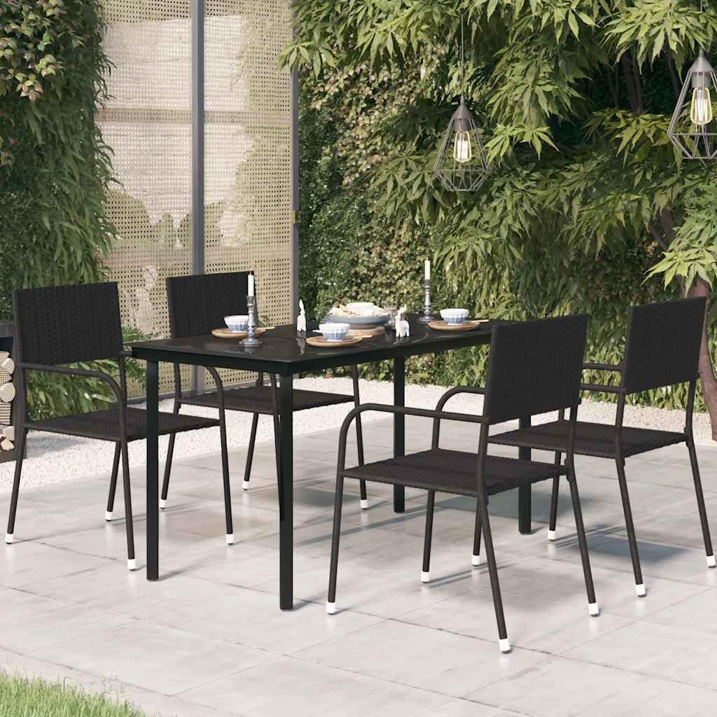 Robuster Esstisch aus Stahl und Glas für Garten Terrasse und Balkon mit schwarzem Stahlrahmen und Glasplatte 140x70x74 cm minimalistischer Gartentisch für draußen