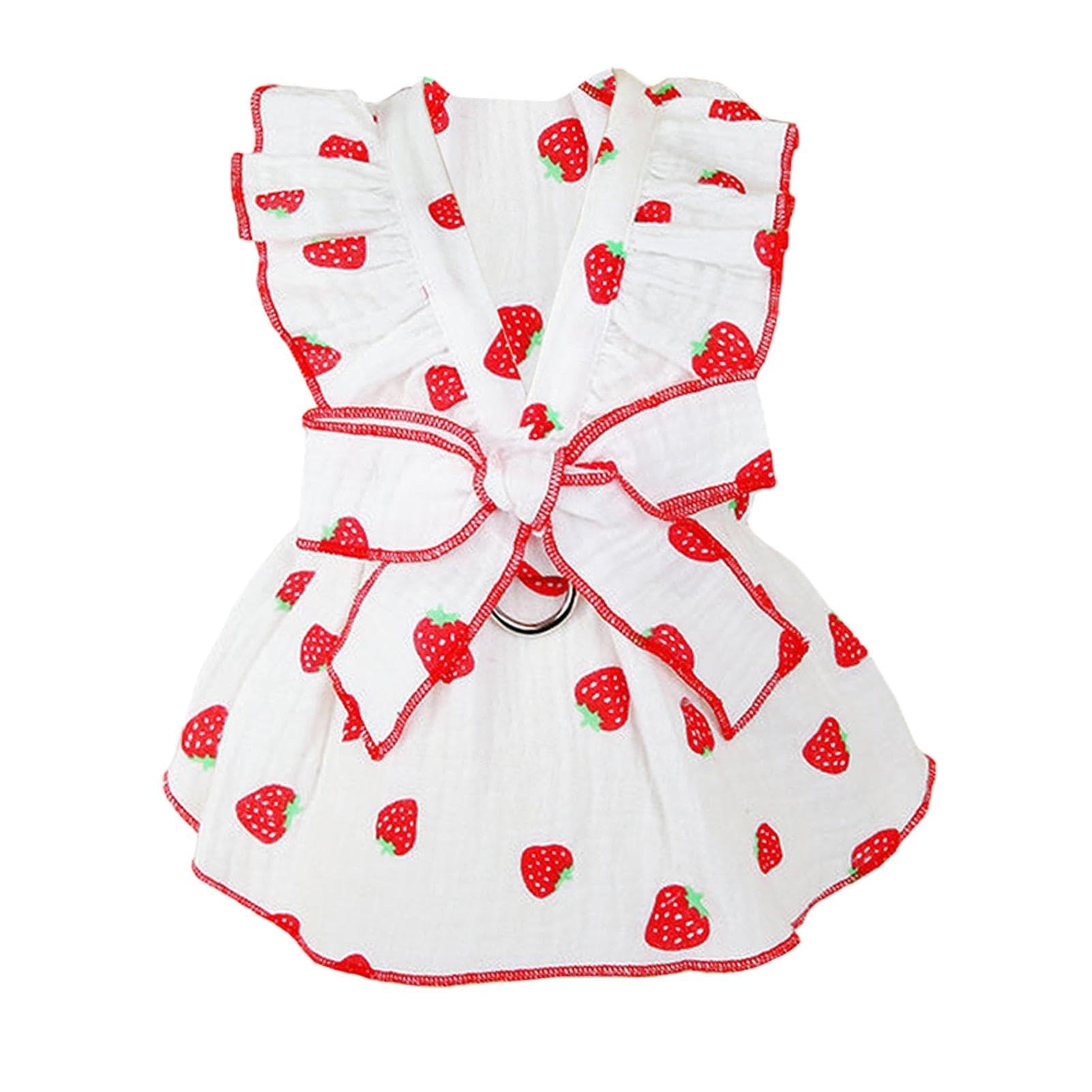 Dog Floral Harness Dress,Puppy Bow Princess Dress for Small Medium Dog Cat Girls Adjustable Puppy Skirt Dog Clothes Summer Pet Apparel for Small Dogs Cats Puppy