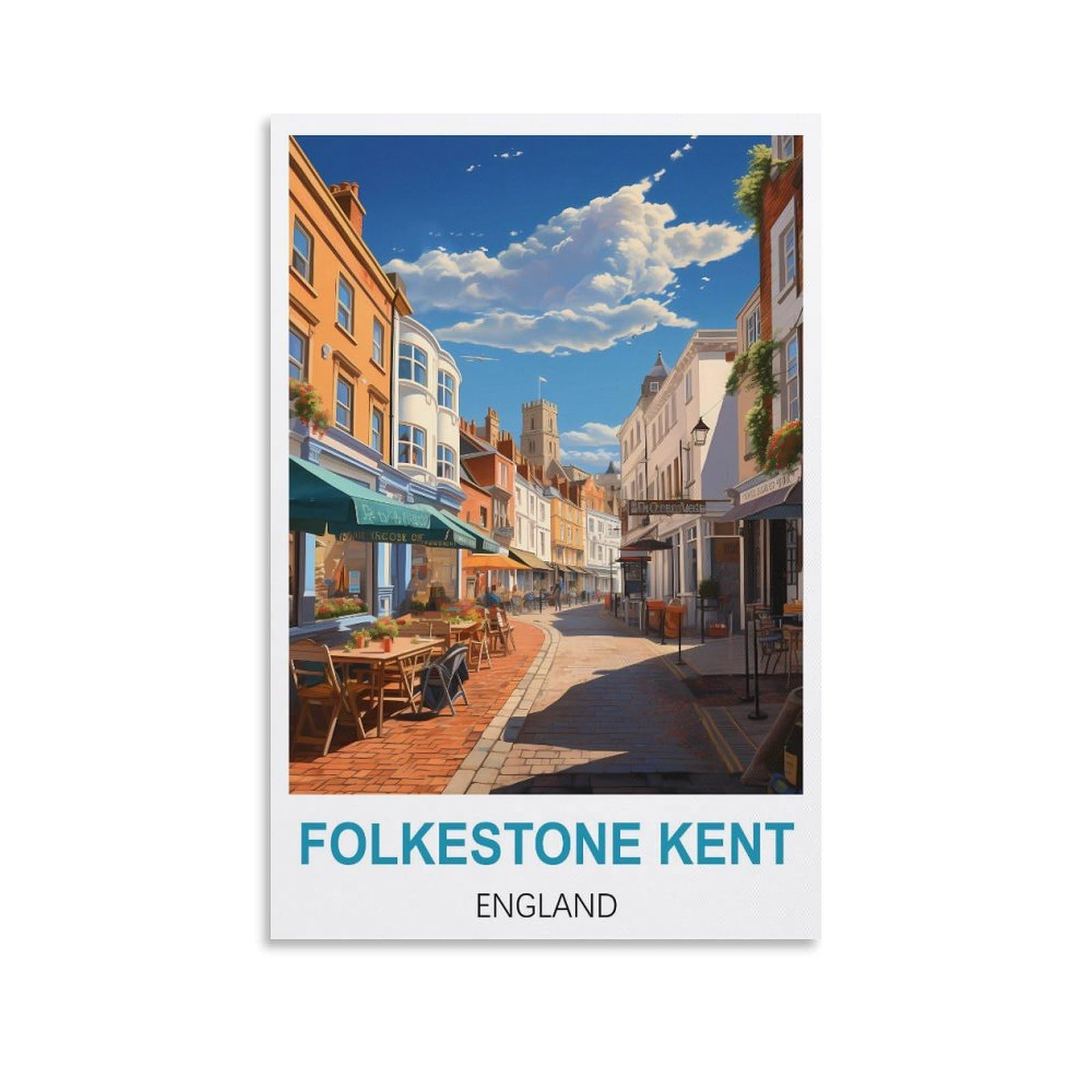 EZMLFA DIY 5D Diamond Painting Kits for Adults,Folkestone Kent Englands DIY Diamond Art Kits Gem Painting Crafts for Home Wall Decor 30x40cm