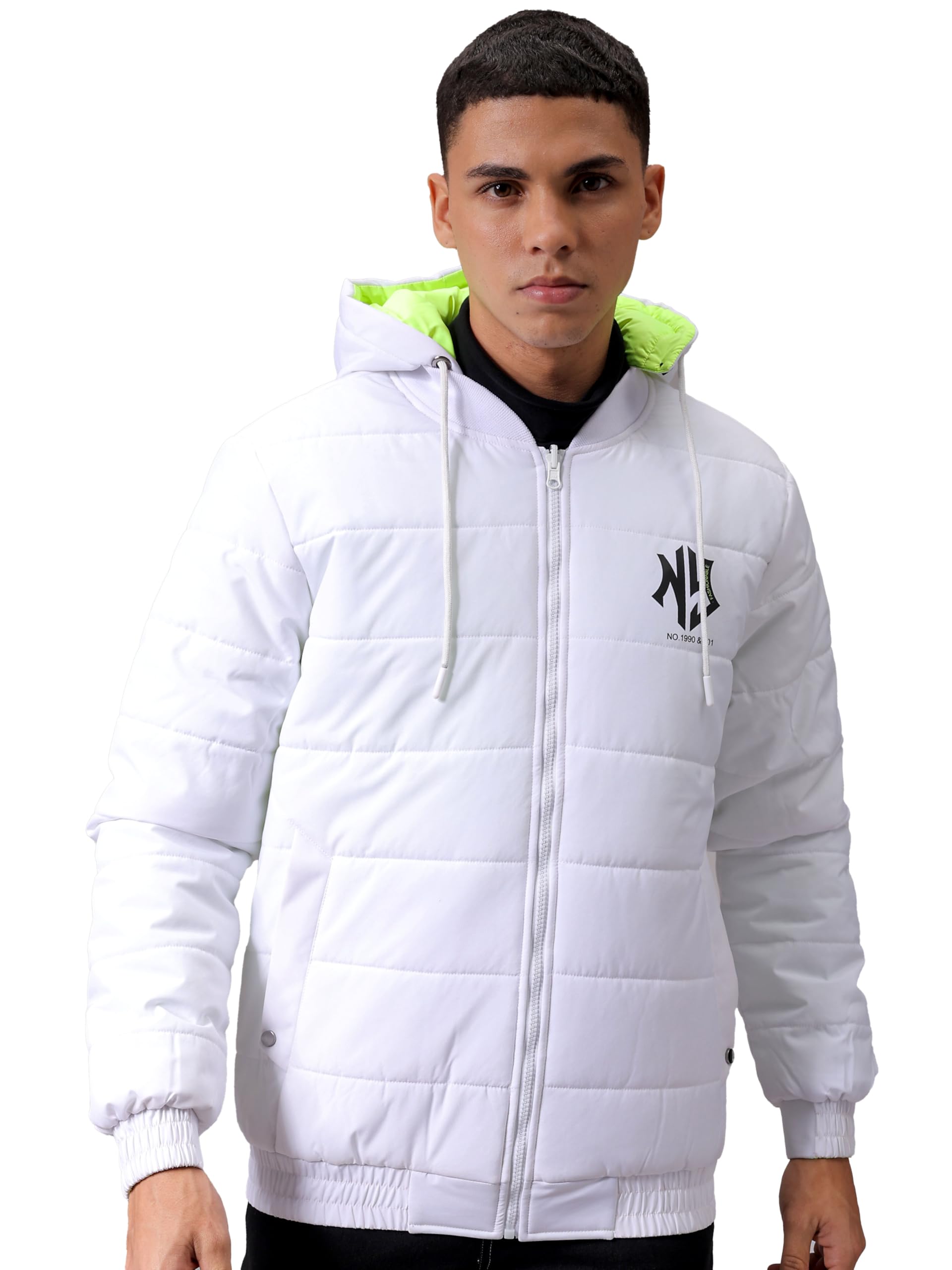 the indian garage co Men's Polyester Standard Slim Fit Graphic Reversible Puffer Jackets-picture-30