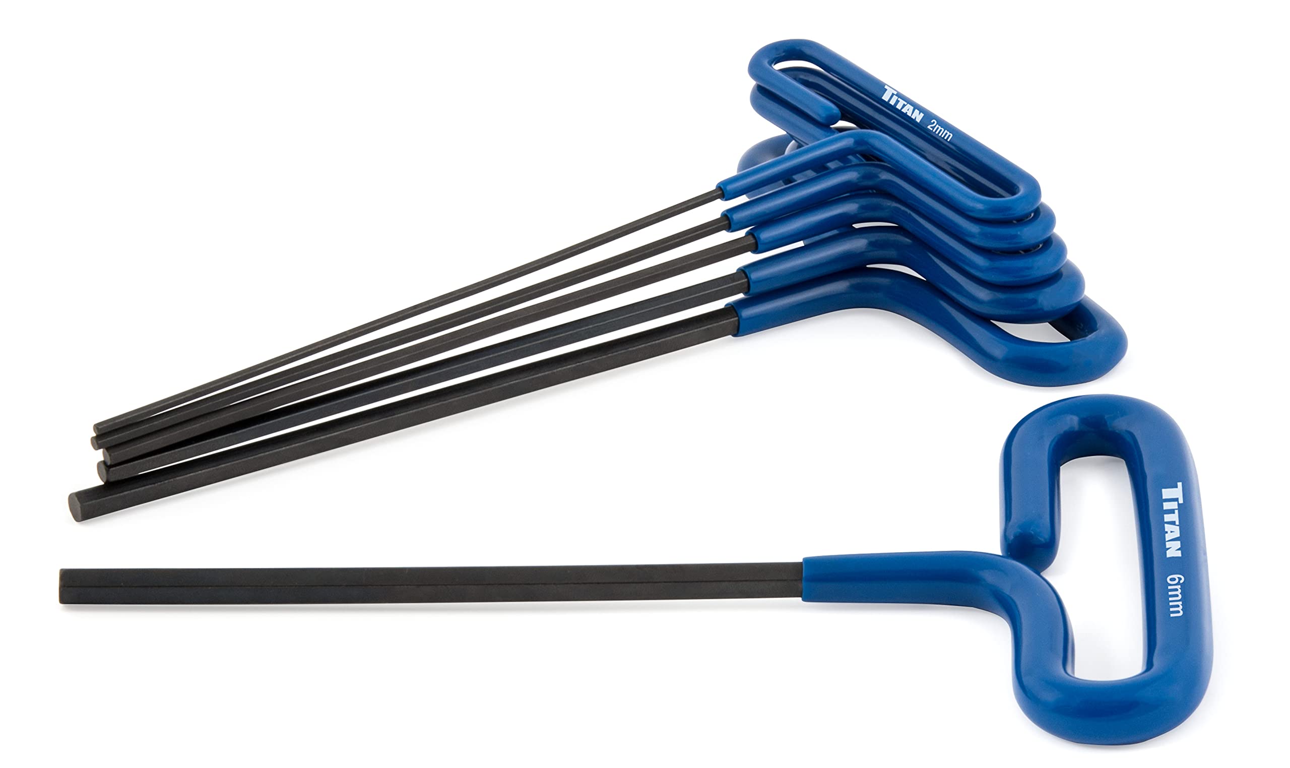 Titan 12769 6-Piece T-Handle Metric Hex Key Set including Cushioned Grip, Factory