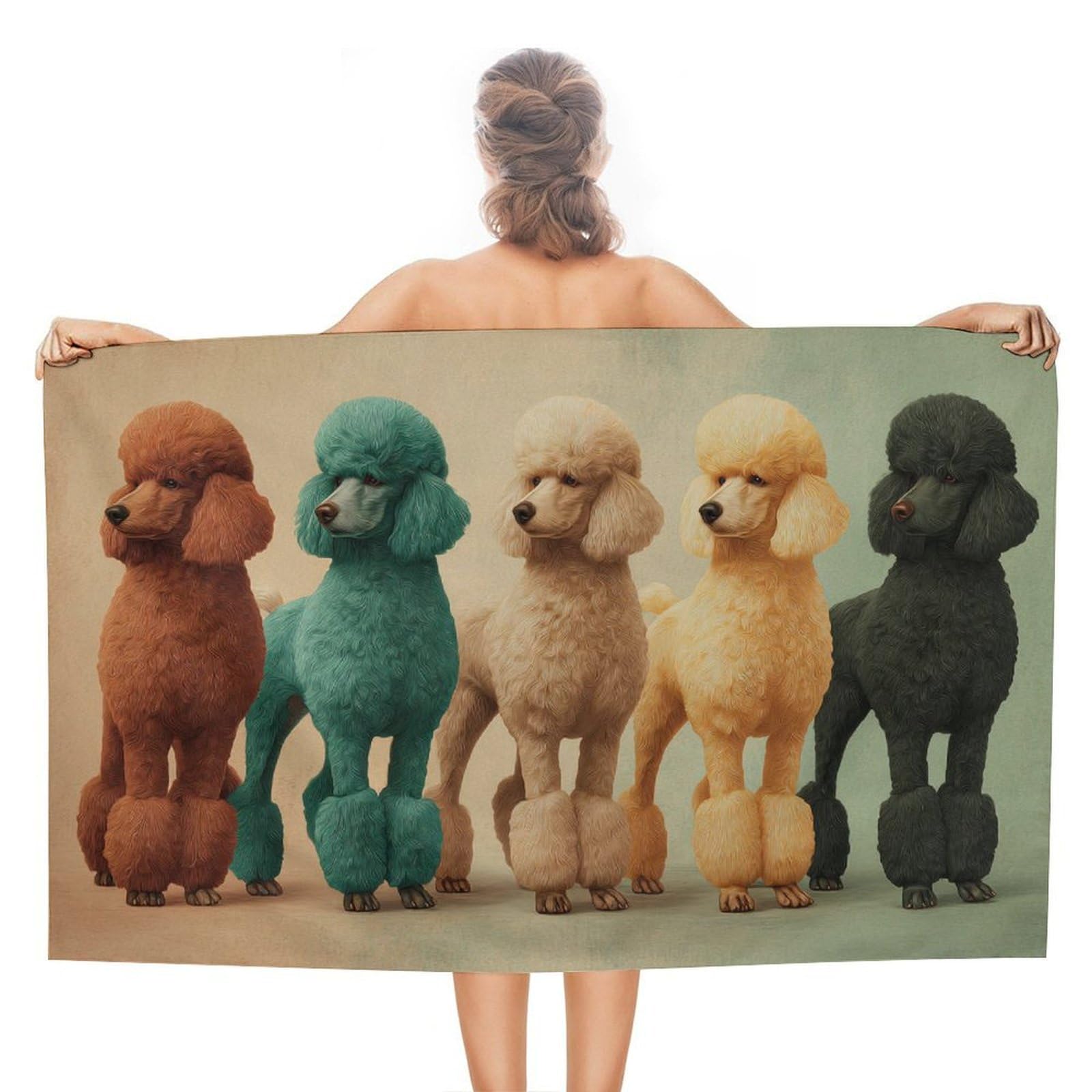 asbwuo Five Colorful Poodles Beach Towel