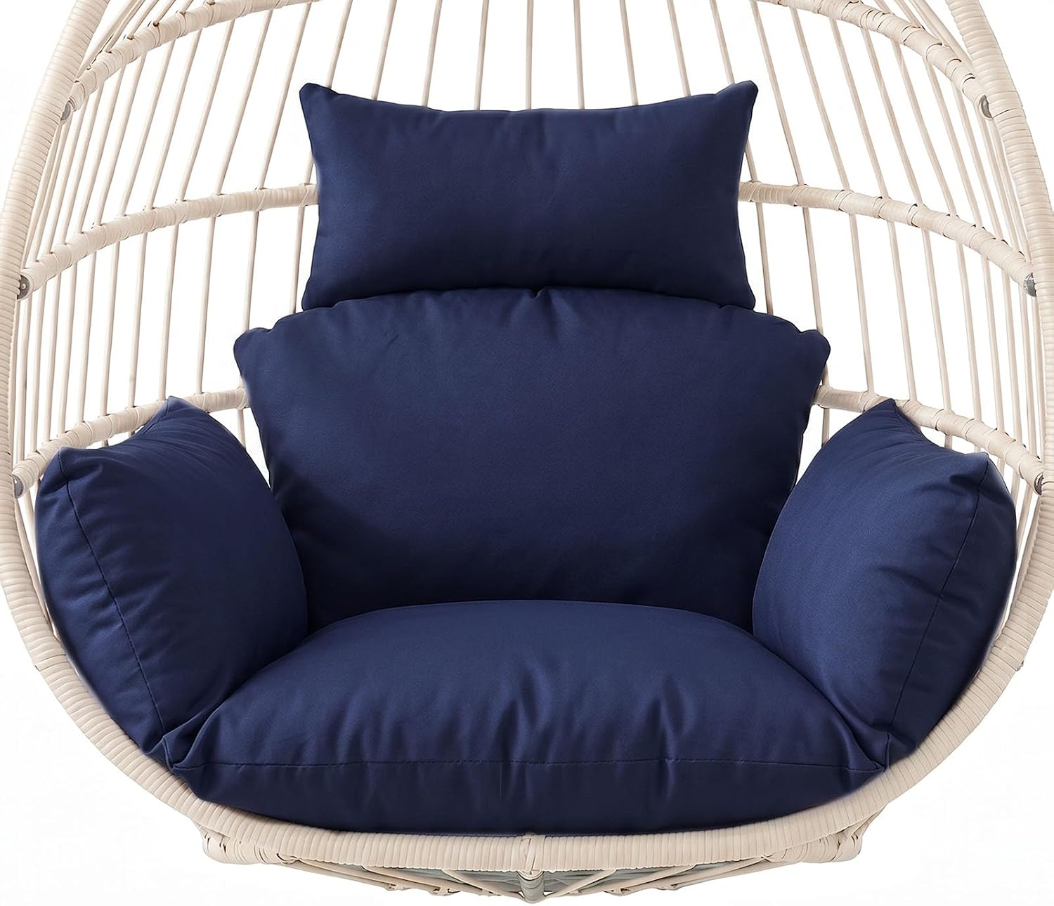 Removable Egg Chair Cushion, Hanging Egg Chair Cushion Replacement with Zipper for Most Single Outdoor Hanging Swing Egg Chairs, with Headrest, only Cushion (Navy Blue, 47 * 31.5 * 5in)