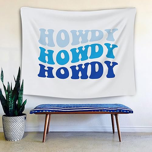 Miniatura 2 de OGILRE Tapiz para colgar en la pared, diseño bohemio azul preppy howdy para el hogar, decoración de dormitorio de niñas, tapices retro hippy preppy