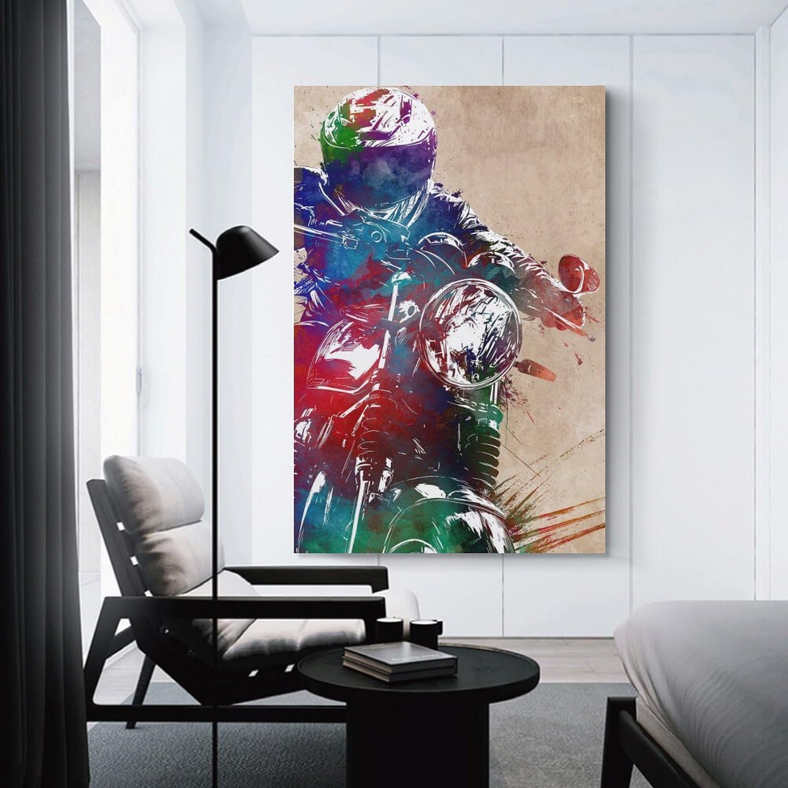 Junmoney Motor Sport Art 5 Canvas Wall Decor, 24x36inch(60x90cm), for New Homes, Bedrooms Or Workspaces, Gift Idea for Housewarming And Birthdays