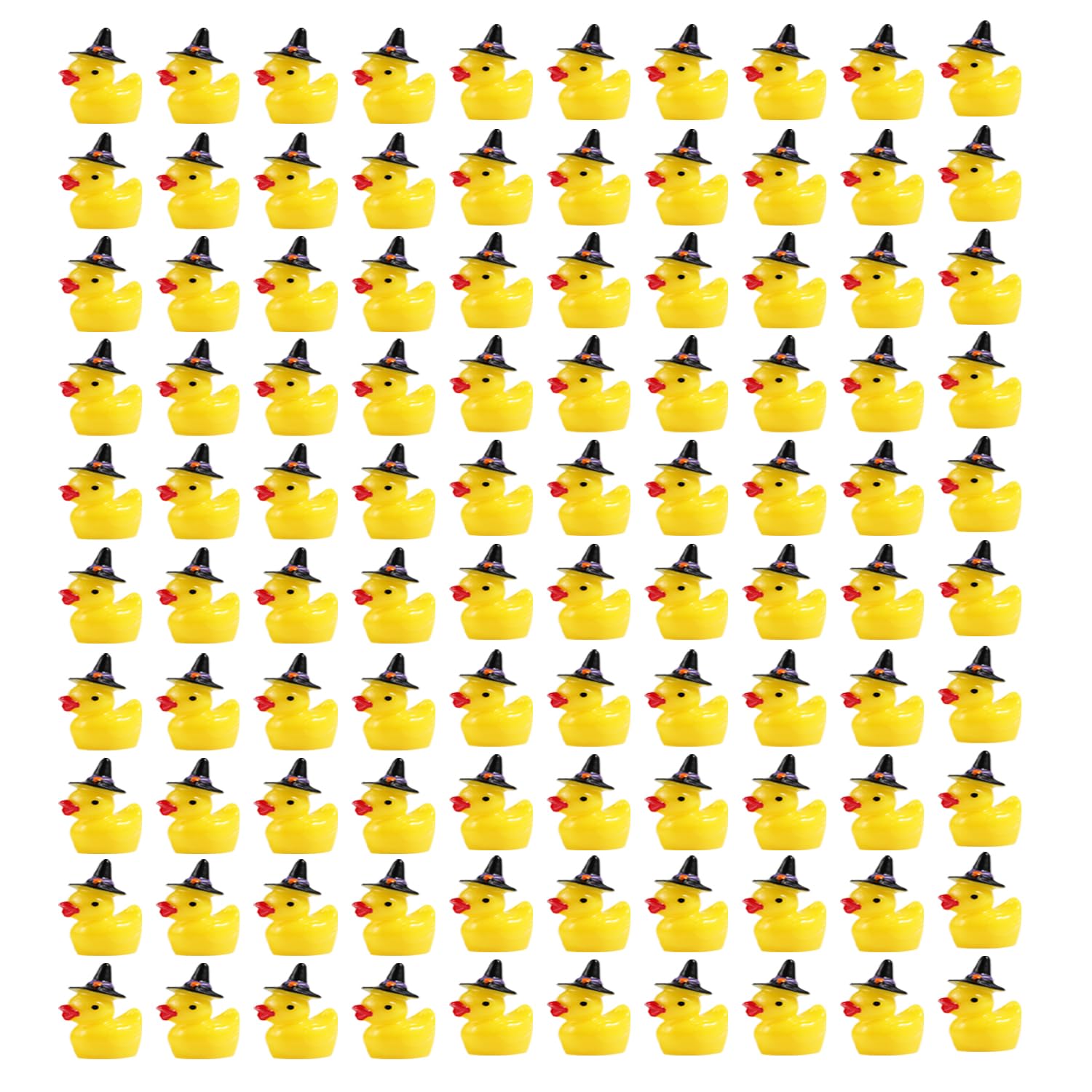 100pcs Mini Resin Duck, Miniature Ducks Halloween Witch Hat Resin Duck Mini Resin Ducks for Crafts School Dollhouse Halloween Decoration (Purple Wizard Hat)