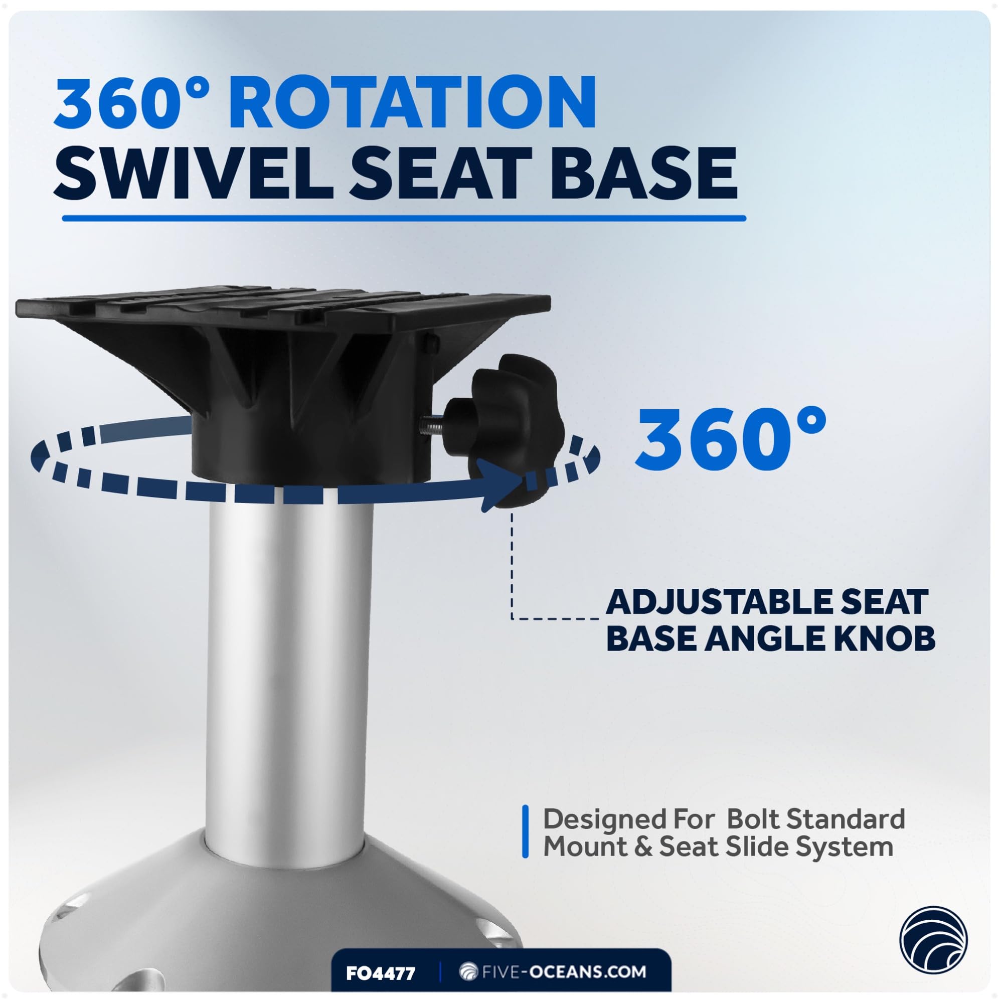 Boat Seat Pedestal, 14" Boat Seat Fixed Pedestal With 360 Degree Swivel