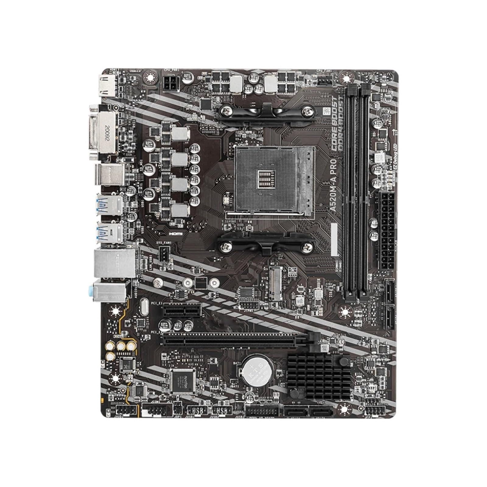 Carte Mere Carte mère Fit for MSI A520M-A Pro Compatible avec processeurs 5600G, 5700X3D et 5800X3D, 2xDDR4 4600MHz NVME M.2 PCIe 3.0 mATX AM4