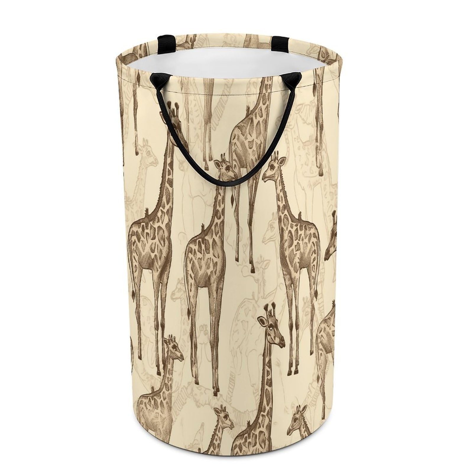 Hand Drawn Giraffes Laundry Basket with Handles Large Collapsible Laundry Bag Freestanding Waterproof Clothes Hamper Decor Storage of Dirty Clothe for Family Bathroom 86L