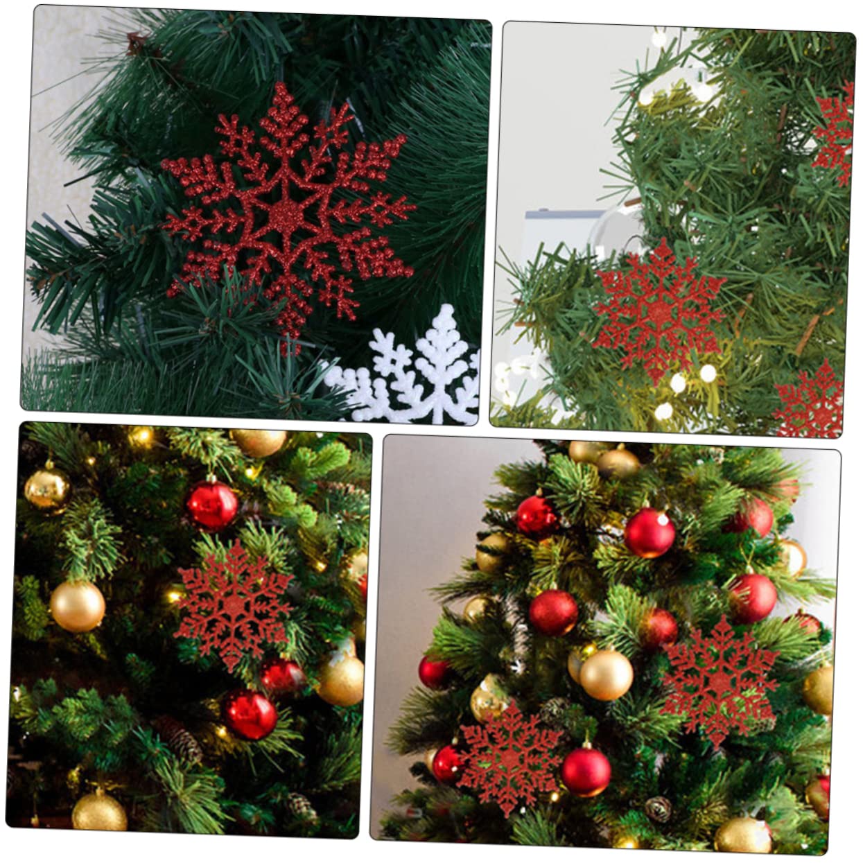 Toyvian 72stücke Weihnachtsbaumdeko Rote -Schneeflocken Ornament Für Festliche Weihnachtsdekoration Für Winterpartys Und -projekte