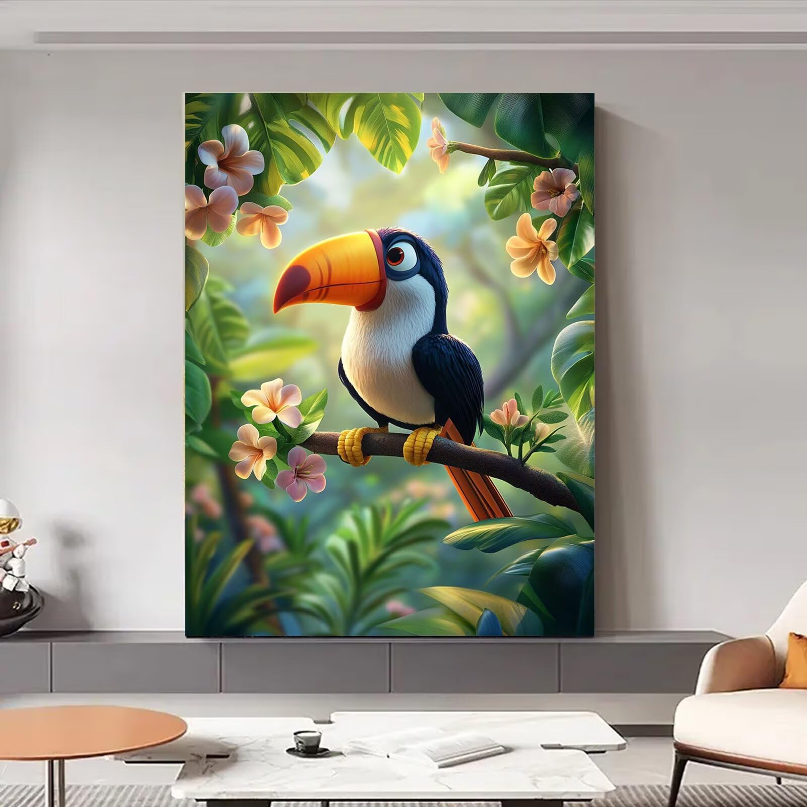Malowanie numerami dla dorosłych kreskówka malowanie numerami z ramą 70 x 100 cm, malowanie zwierząt według numerów z farbami i pędzlami, DIY zestaw do malowania olejnego do dekoracji domu prezent, kk