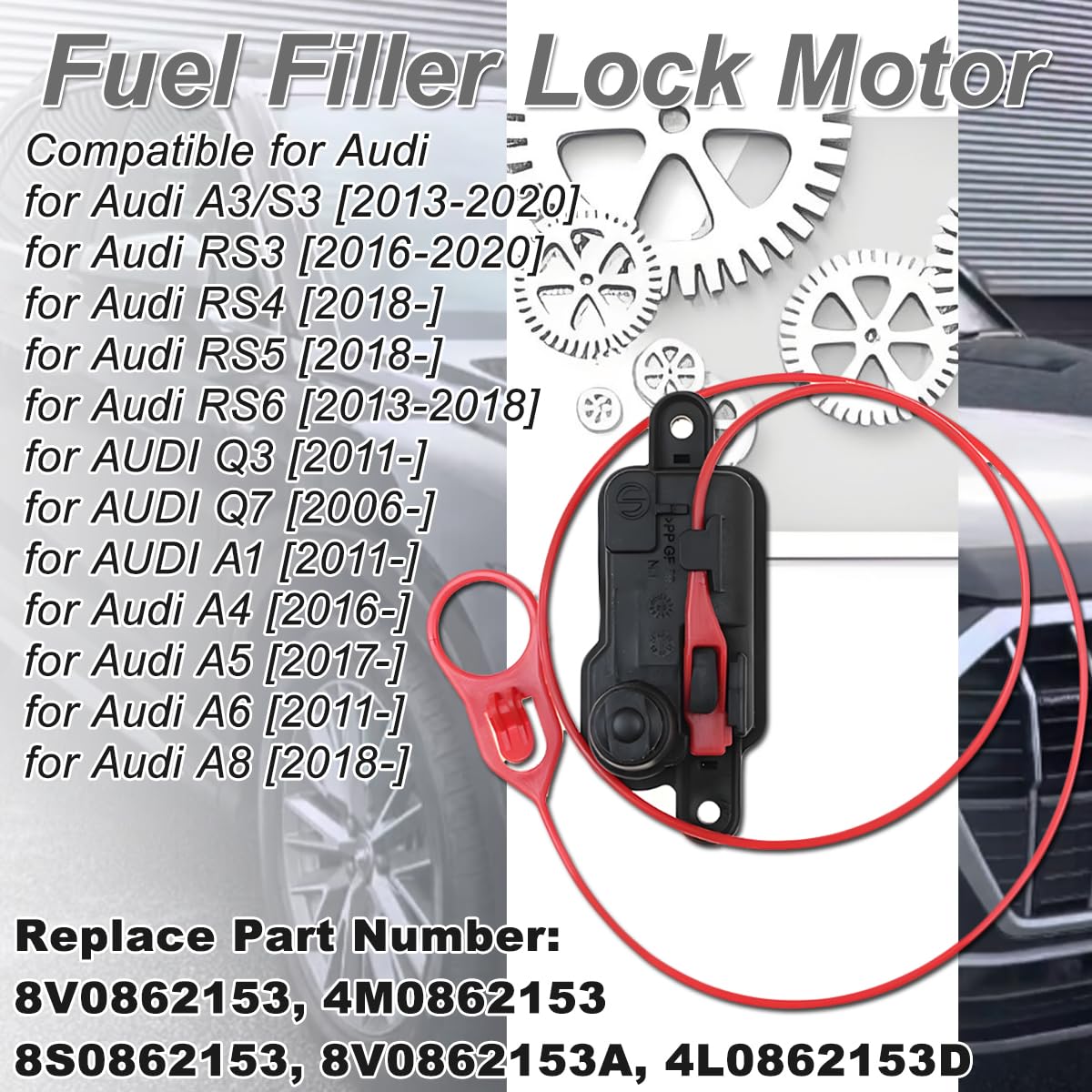 ZAMDOE 8V0862153 Actuador de Bloqueo de Puerta de Aleta de Combustible para Au.di A1 A3 A4 A5 A6 A7 A8 Q3 Q7 RS3 RS4 RS5 RS6 4L0862153D Actuador de Bloqueo de Liberación 4M0862153