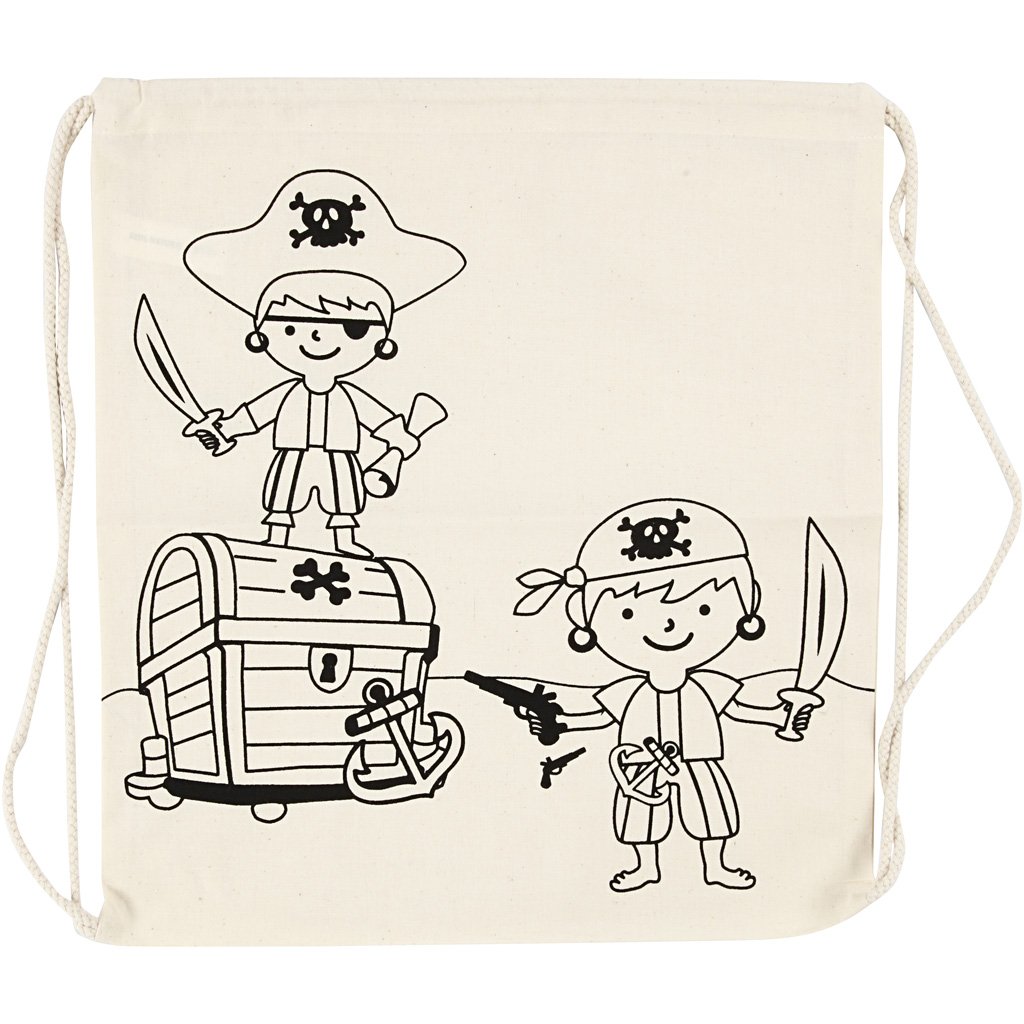 Drawstring Bag, size 37x41 cm, 110 g/m2, light natural, pirates, 1pc