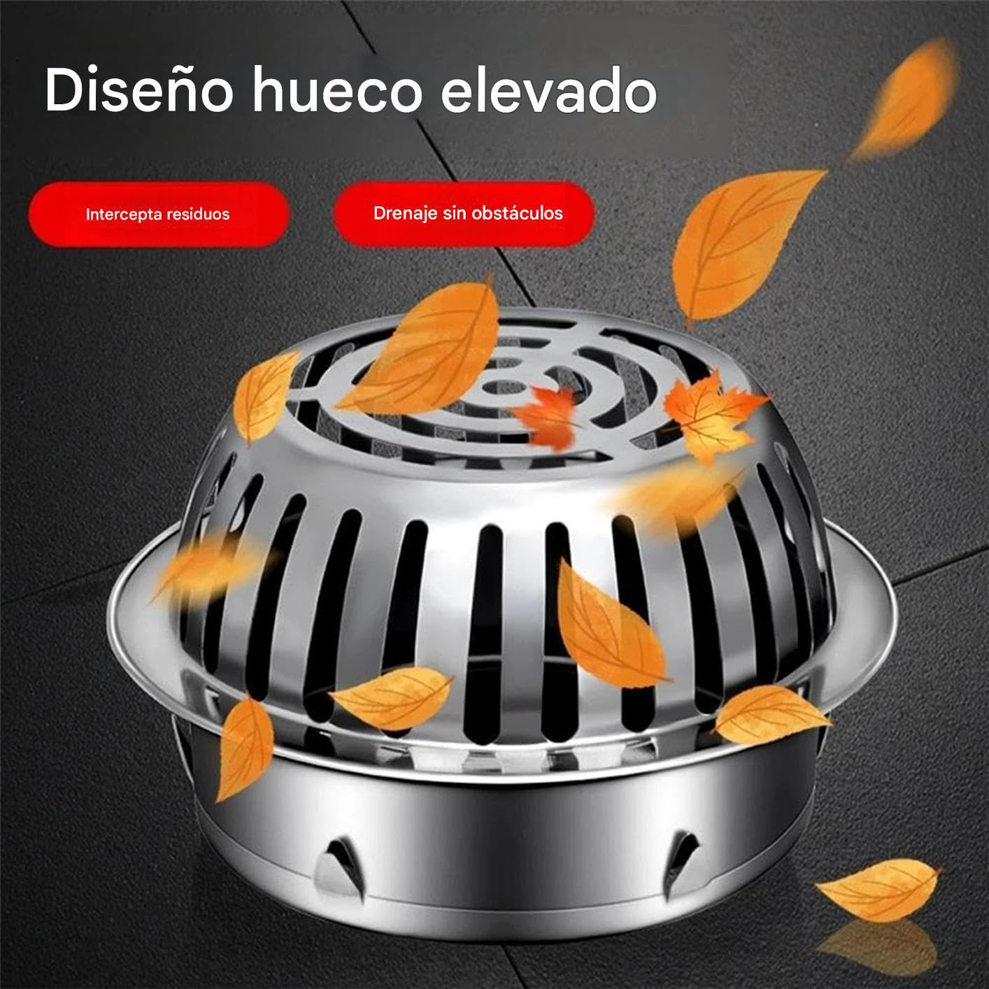 Tapa De Desagüe - Colador de Sumidero para Suelos de Restaurantes,Recoge Pelos Abovedado En Acero Inoxidable Evita Obstrucciones para Interior Y Exterior