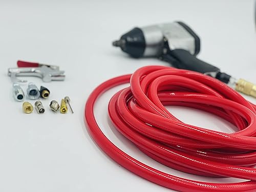 Miniatura 2 de Manguera de compresor de aire de PVC de 3/8 pulgadas x 50 pies con kit de accesorios para compresor de aire de 10 piezas
