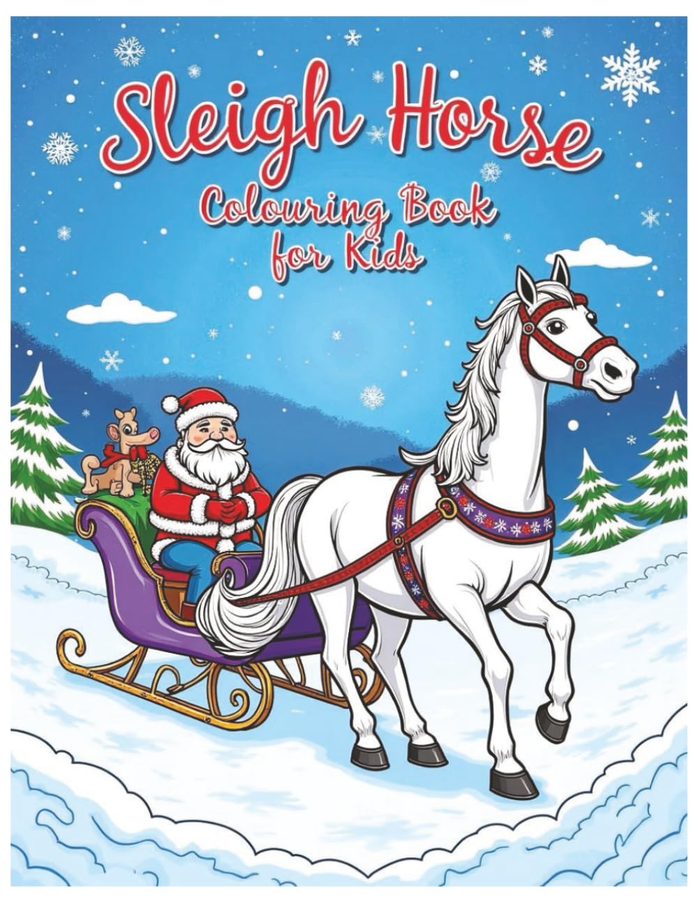 Sleigh Horse Christmas Coloring Book for Kids, Santa's sleigh, designed with clean & Easy to Color, drawings for kids: Christian Christmas Coloring ... Hollies, Decorations, Christmas Celebrations