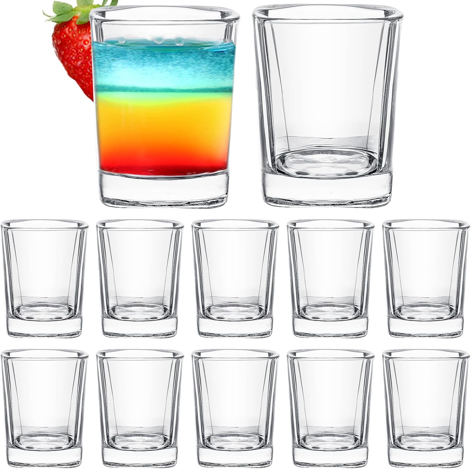 Shot Glasses Set 2oz/60ml Square Glass Shot Glasses Set of 6 Clear ...