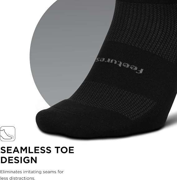 Feetures High Performance Cushion Classic Crew Sock for Women & Men - Moisture-Wicking Athletic Socks (1 Pair)