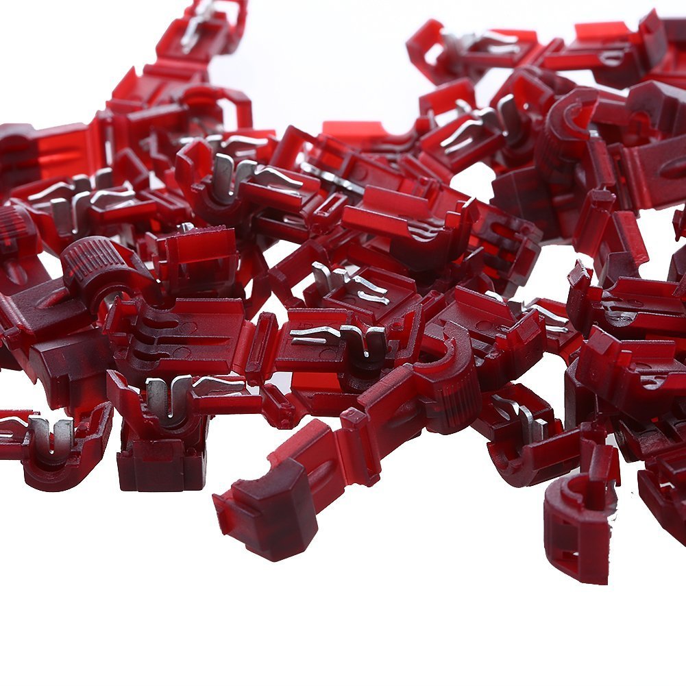 Aiqeer 100 Pcs  50 Pairs  T-Tap Self-Stripping Electrical Connectors Set Quick Splice T Tap Wire Terminal Block T Tap Quick Splice And Fully Insulated Male Spade Connector Red Blue Yellow