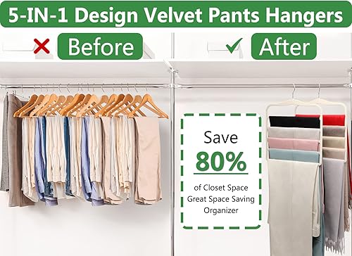Miniatura 2 de Organizadores y almacenamiento de armario, perchas mágicas para pantalones que ahorran espacio, perchas de terciopelo para organización y