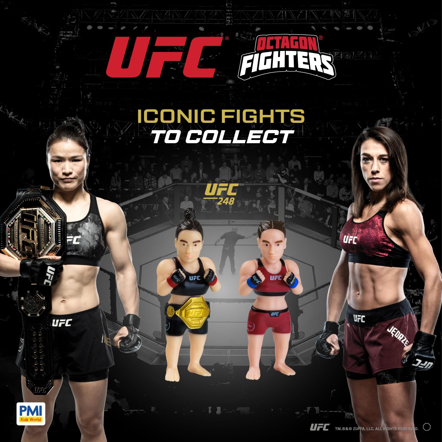 P.M.I. Paquete de 8 figuras coleccionables de UFC de 2.5 pulgadas, caja de lujo, incluye 8 luchadores con accesorios, poses realistas y coleccionables oficiales de UFC