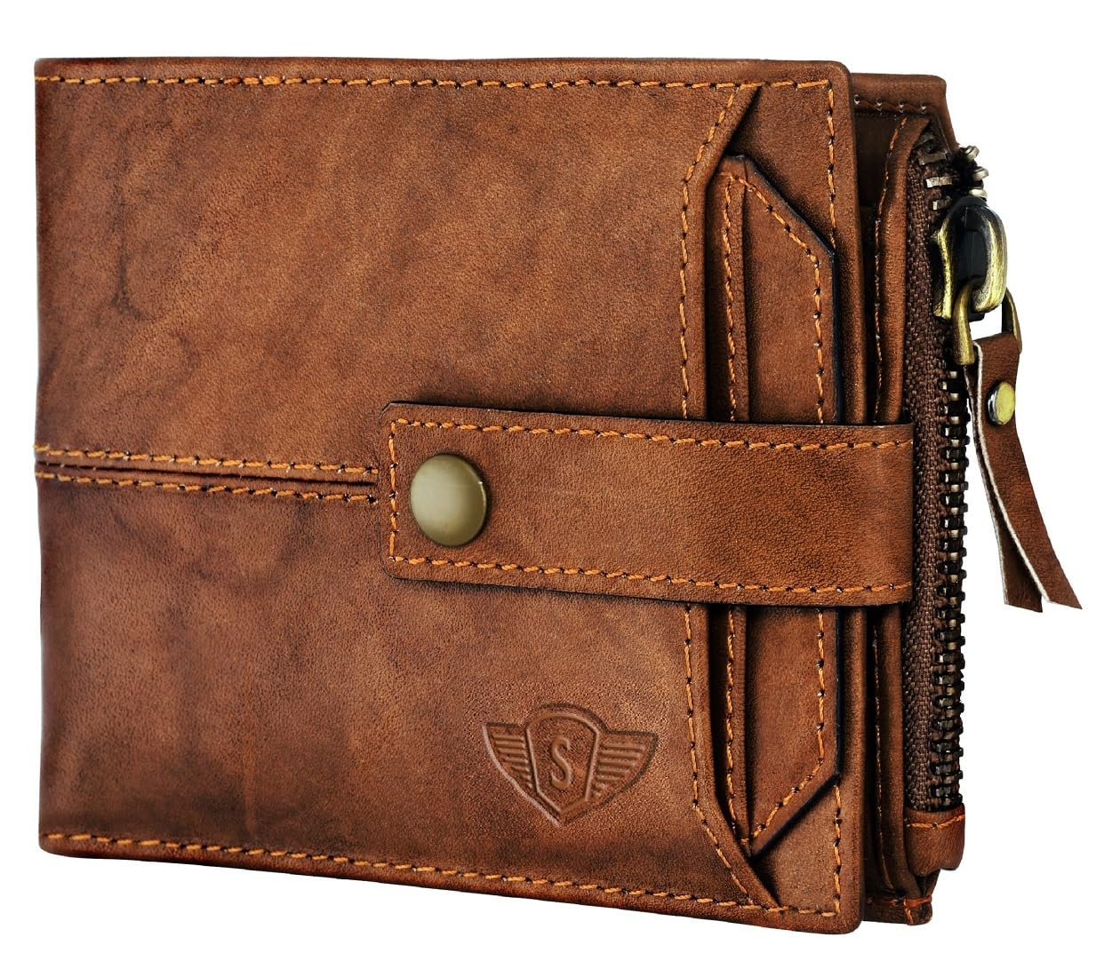Spiffy Brown Genuine Leather Wallet for Men with 12 Card Holder Slots | Wallet Men | RFID Wallet | Men Wallet Purse