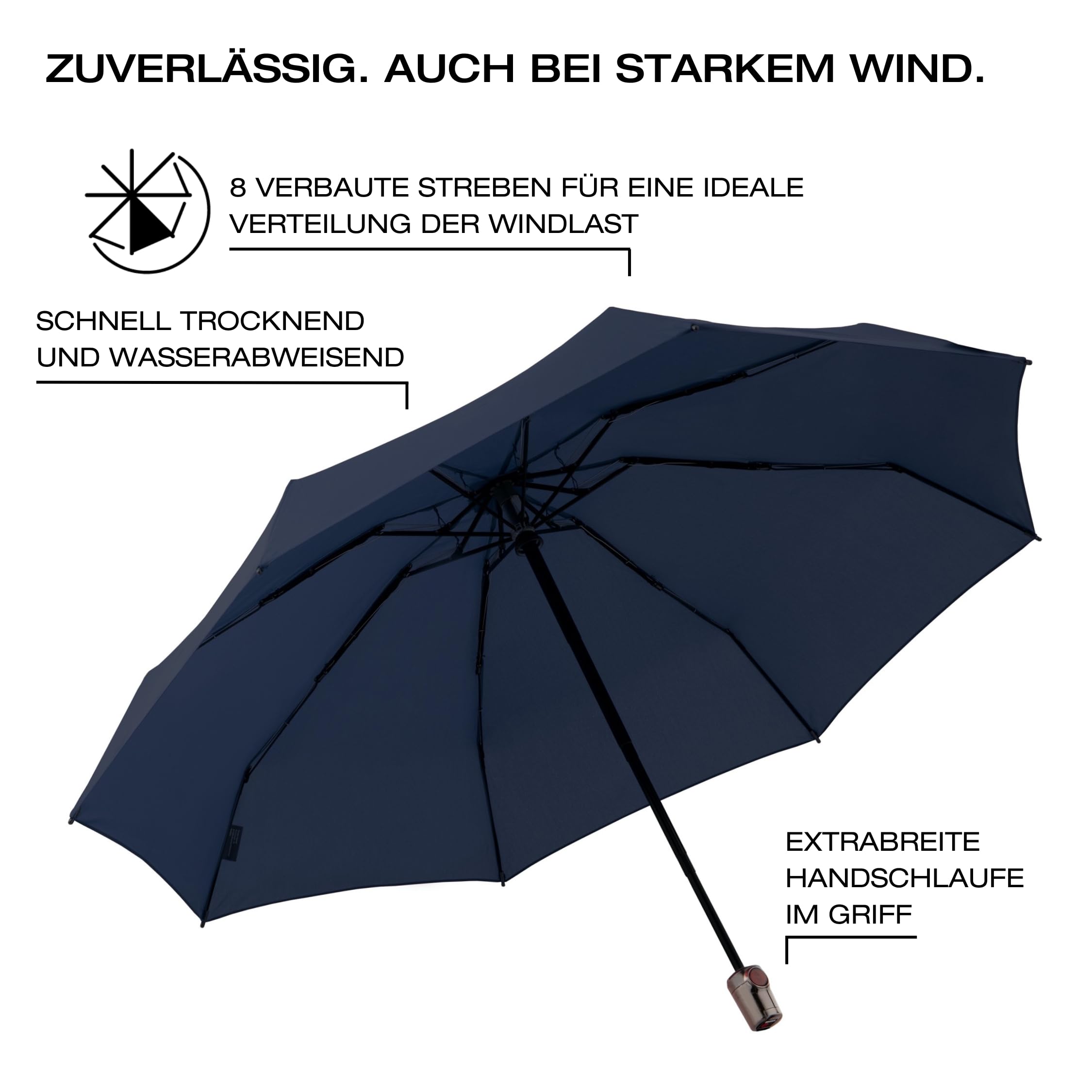 Knirps Taschenschirm T.100 Small Duomatic mit Schutzhülle I Kleiner Regenschirm mit Duomatic-Funktion I Auf-Zu-Automatik I Taschenregenschirm mit Drucktaste I Regenschirm automatisch