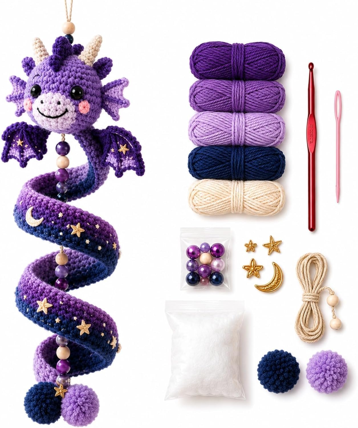 Pasisuu DIY Dragon Crochet Kit, Spiral Hanging Ornament Craft — image 1