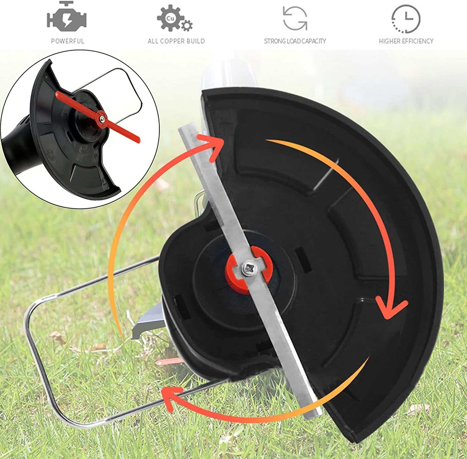 Tondeuse à gazon sans fil pour outil de jardin, longue poignée télescopique réglable et légère, avec batterie 1200 mAh et 5 lames de rechange, pour le désherbage de la pelouse de jardin (chargement US