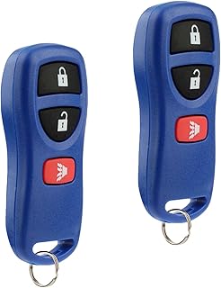 Key Fob Keyless Entry Remote fits Nissan Frontier Armada Murano Pathfinder Quest Sentra Titan Versa Xterra/Infiniti QX4 FX35 FX45 (KBRASTU15 Blue), Set of 2
