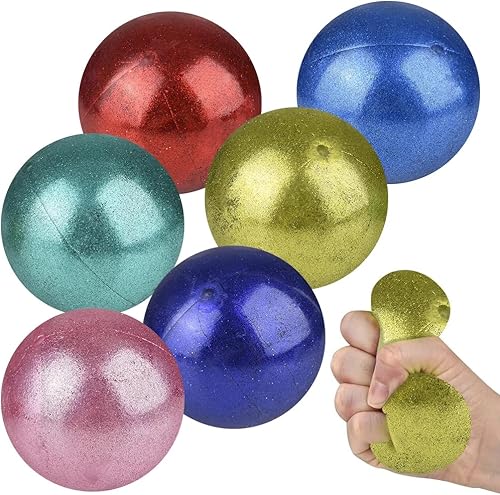 ArtCreativity Juego de 6 bolas adhesivas para aliviar el estrés para niños con un diseño metálico, juguetes para aliviar la ansiedad en varios