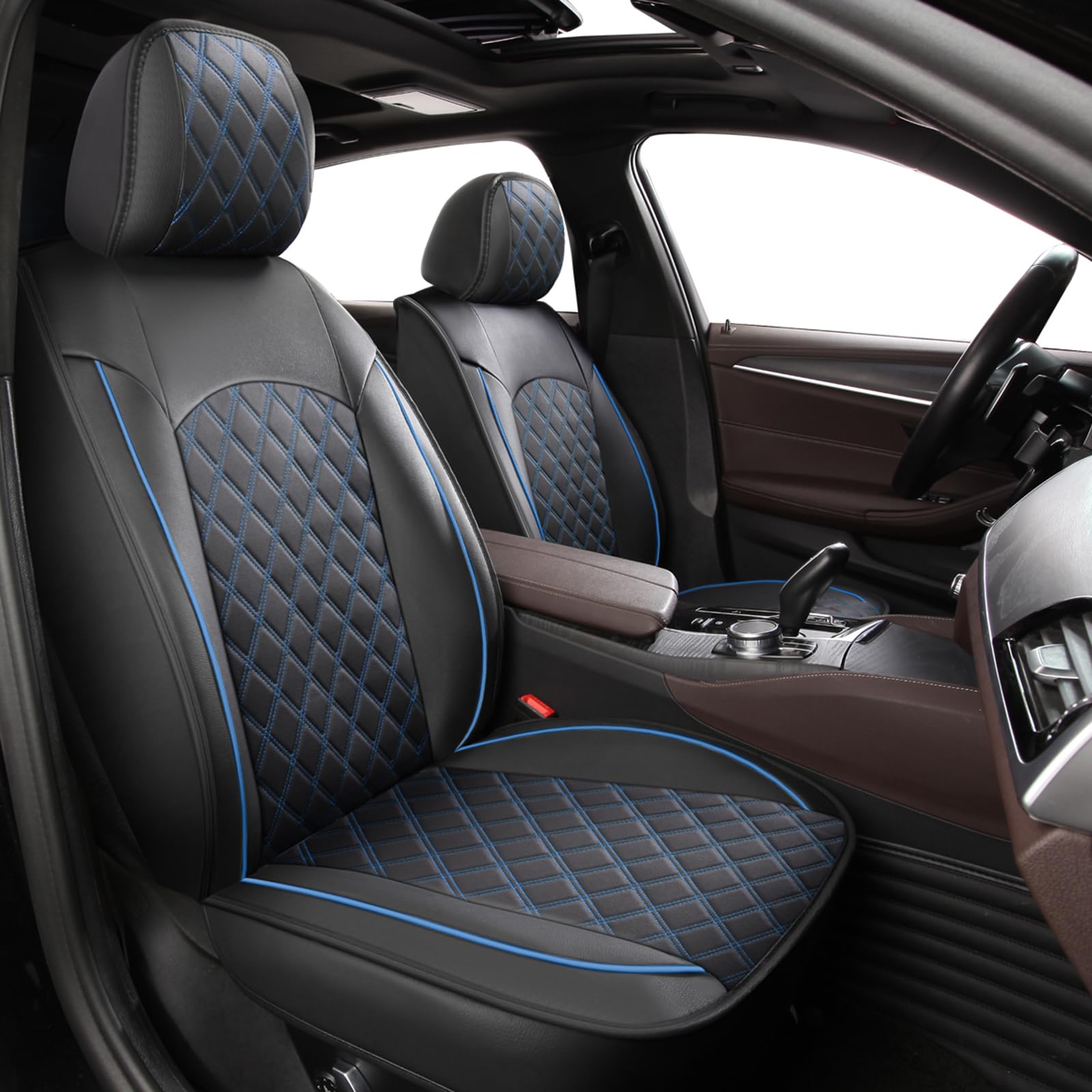 Juego completo de fundas de asiento de coche impermeables para VW TAIGO TIGUAN 2000-2024, ajuste universal (para TAIGO, azul)