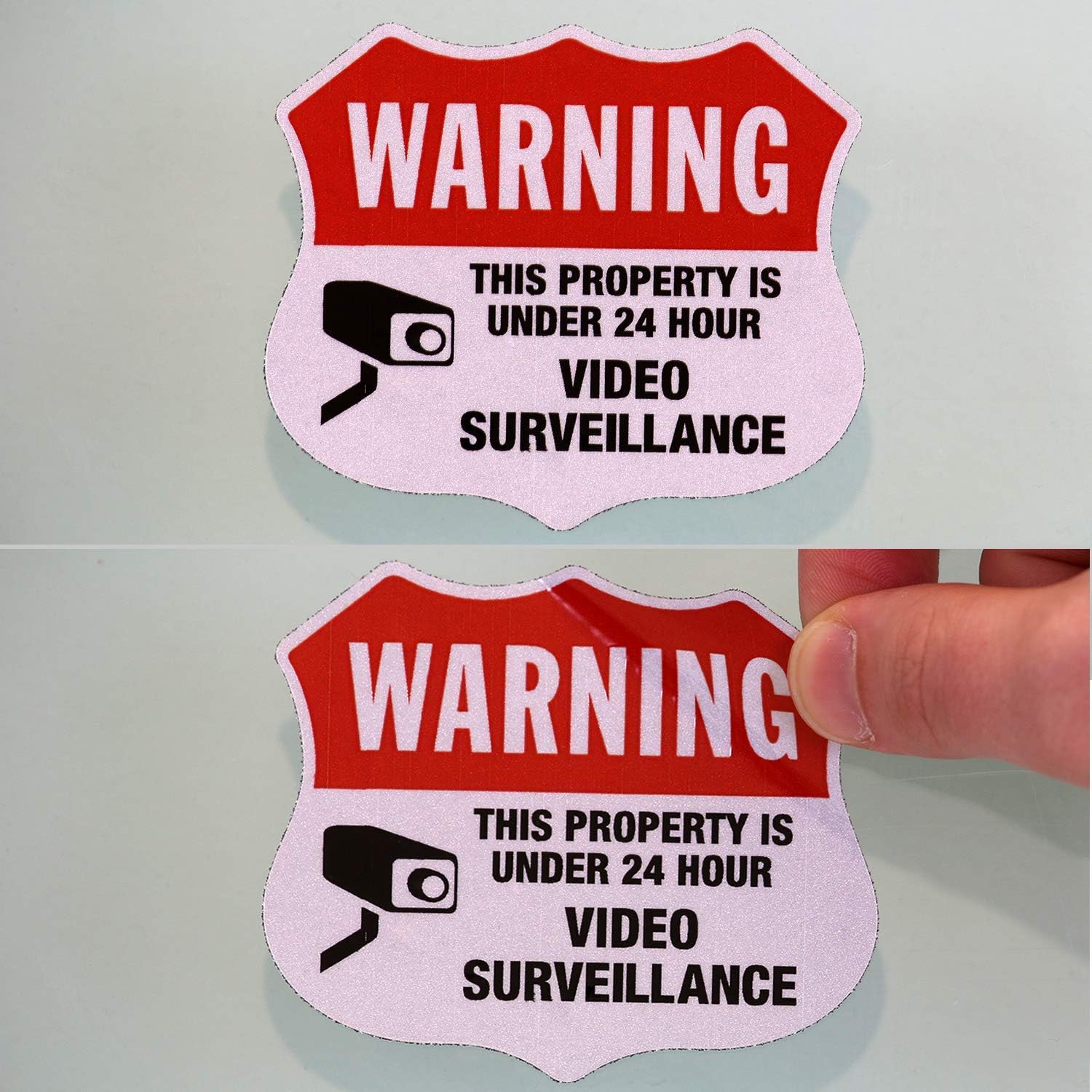 SmartSign “Warning - This Property is Under 24 Hour Video Surveillance” Warning Decal Set | Five Pack of 2.75" x 3.25" EG Reflective Adhesive Labels, Made in USA