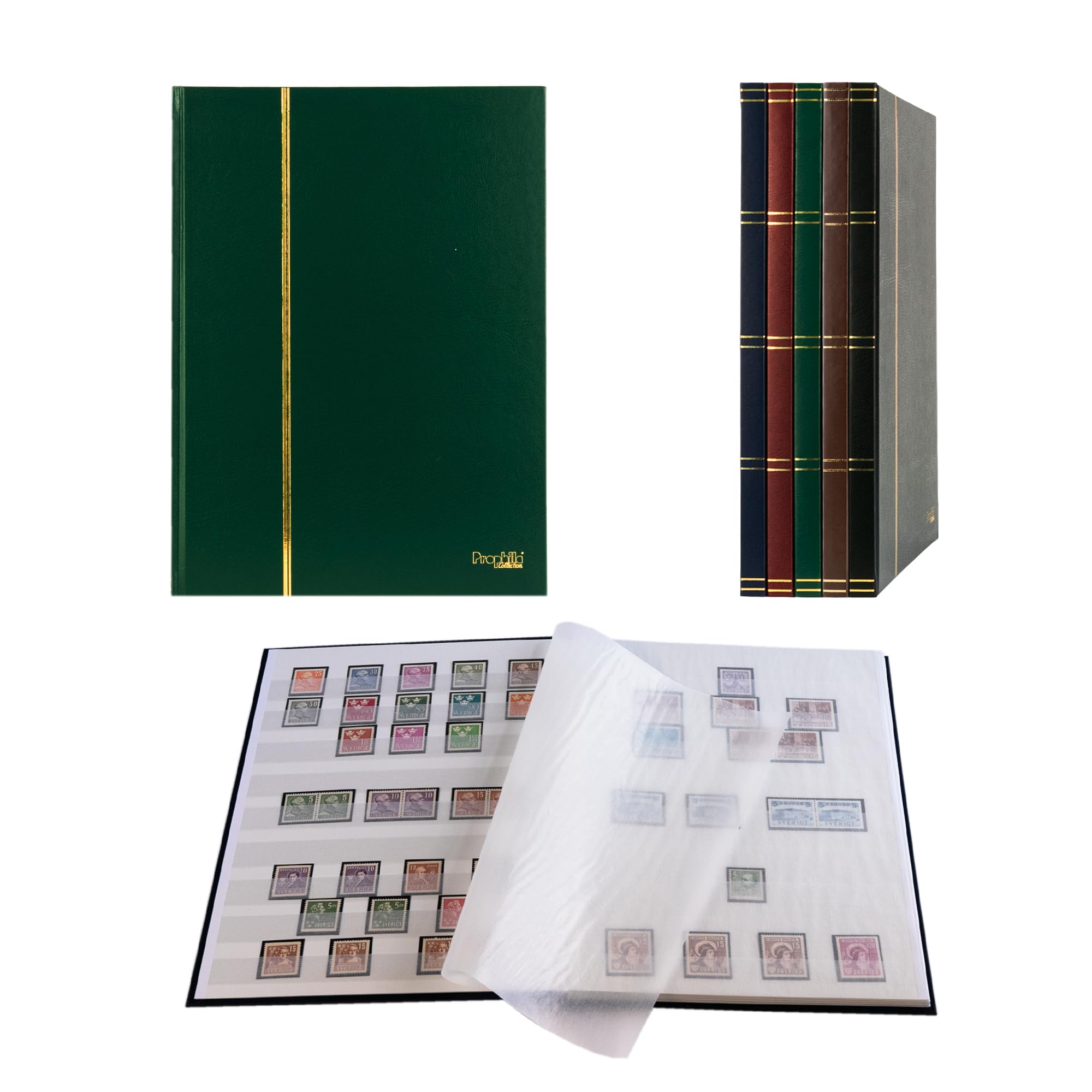 Prophila stamp album (new) 16 white sides, green cover