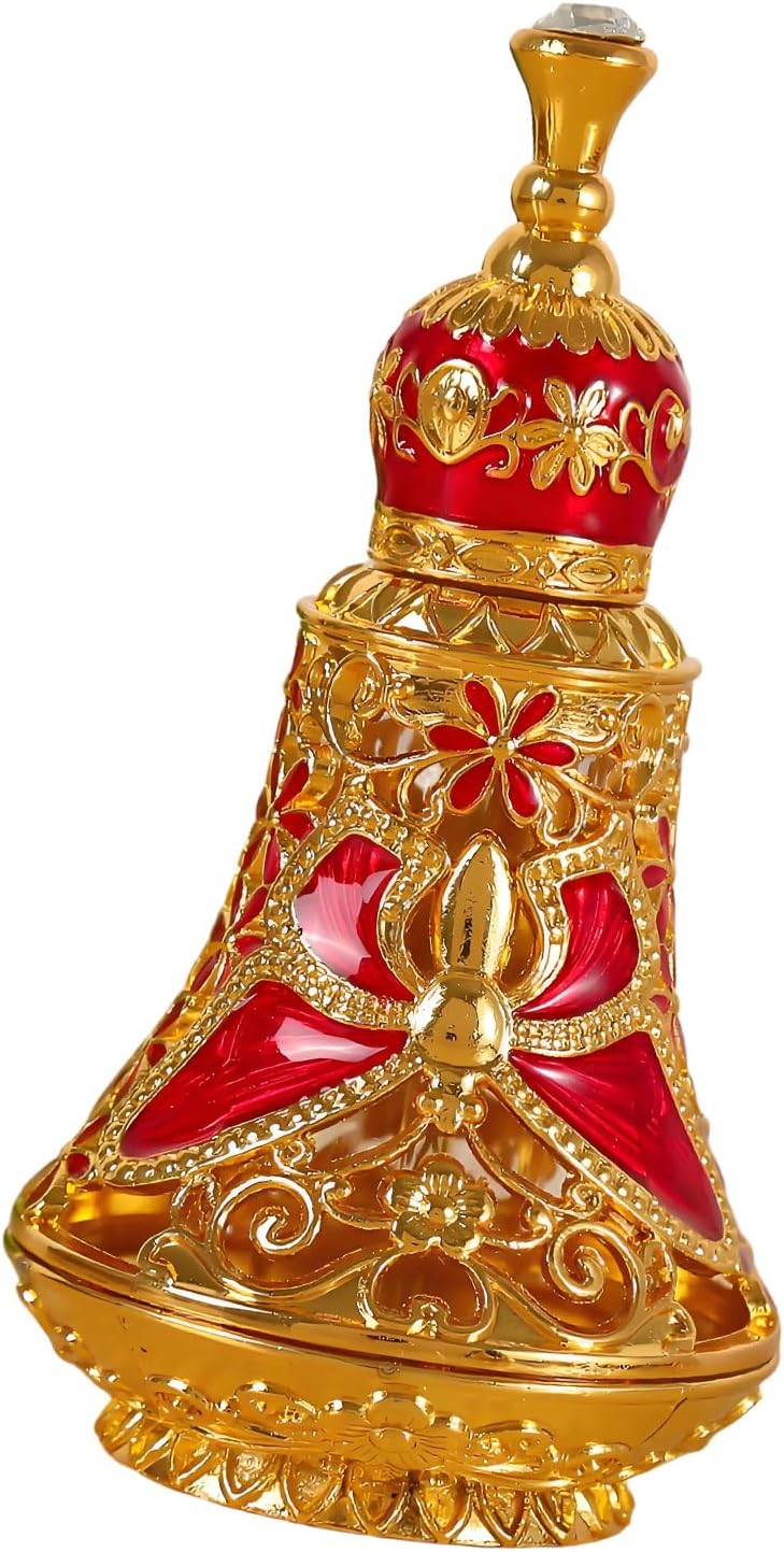 Exquisite Middle Eastern Themed Portable Perfumes Container with Gold Accents for Storing Fragrances and Oils Scent Travel Bottle