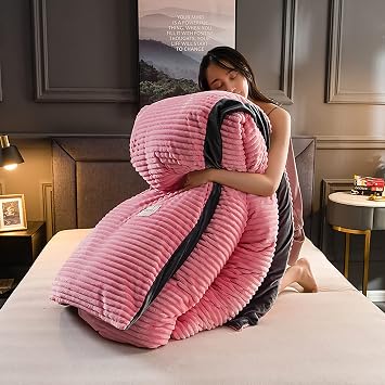 3 Piece Set Duvet Covers,Ultra Soft Solid Color Crystal Velvet Comforter Cover with Zipper Closure Soft Bedding Sets Plush Warm for Winter-Pink 150x200cm59x79inch