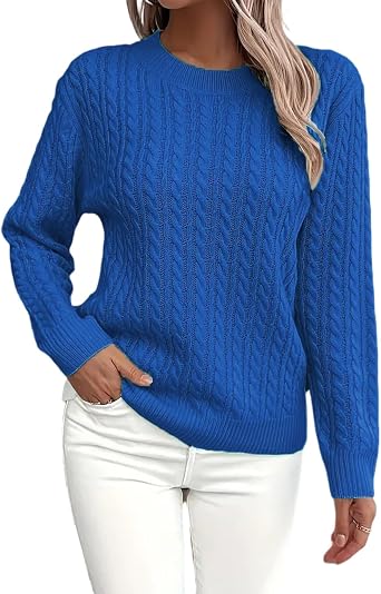 Womens Lightweight Cable Knit Sweaters Soft Business Casual Trendy Classic Pullover Sweaters Fall Outfits