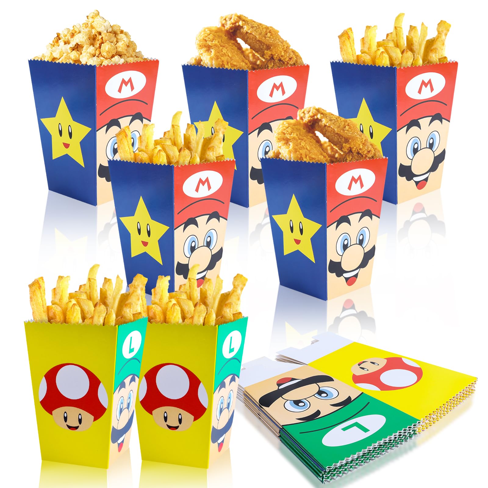 GUYOS 24 Small Popcorn Boxes, Popcorn Bags, Party Bag, Animated Popcorn Candy Containers Paper Popcorn Box for Movie Night Carnival Theatre