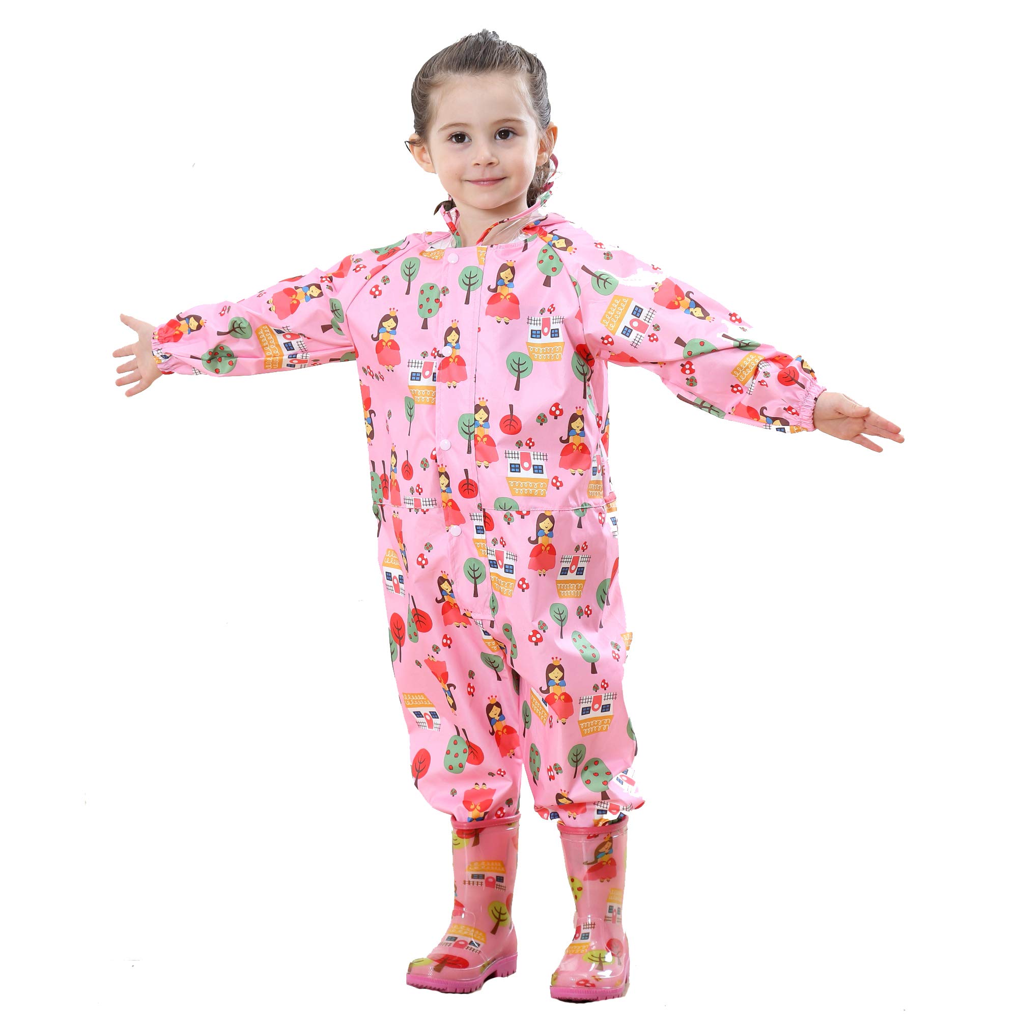 Enfants Imperméables à Capuche Unisexe Filles Garçons Imperméables Combinaison de Pluie Poncho Veste Respirant Manches Longues Manteaux Imperméables Rain Pantalon Vêtements 1-7 ans