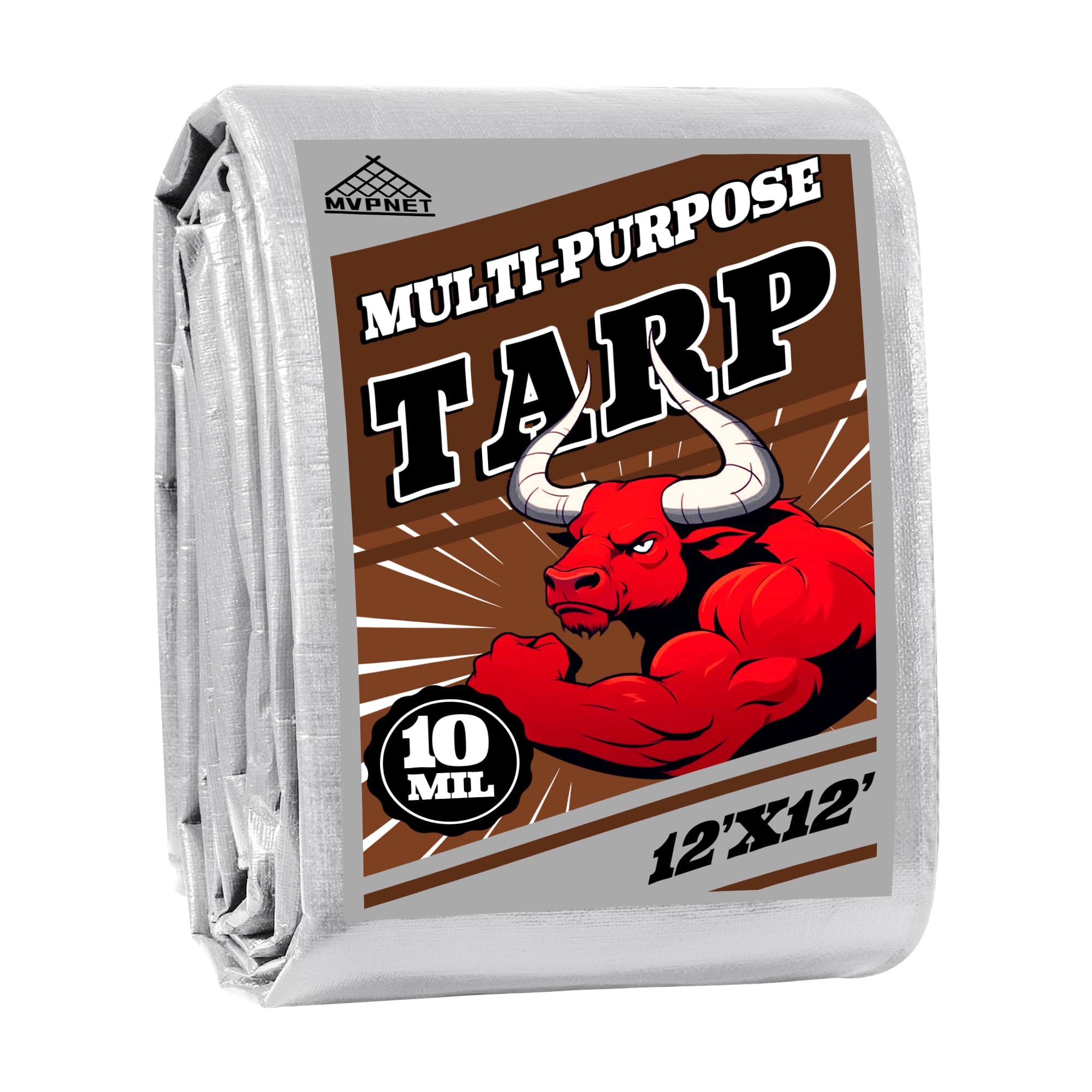 MVPNET Heavy Duty Waterproof Tarp 12x12 ft
