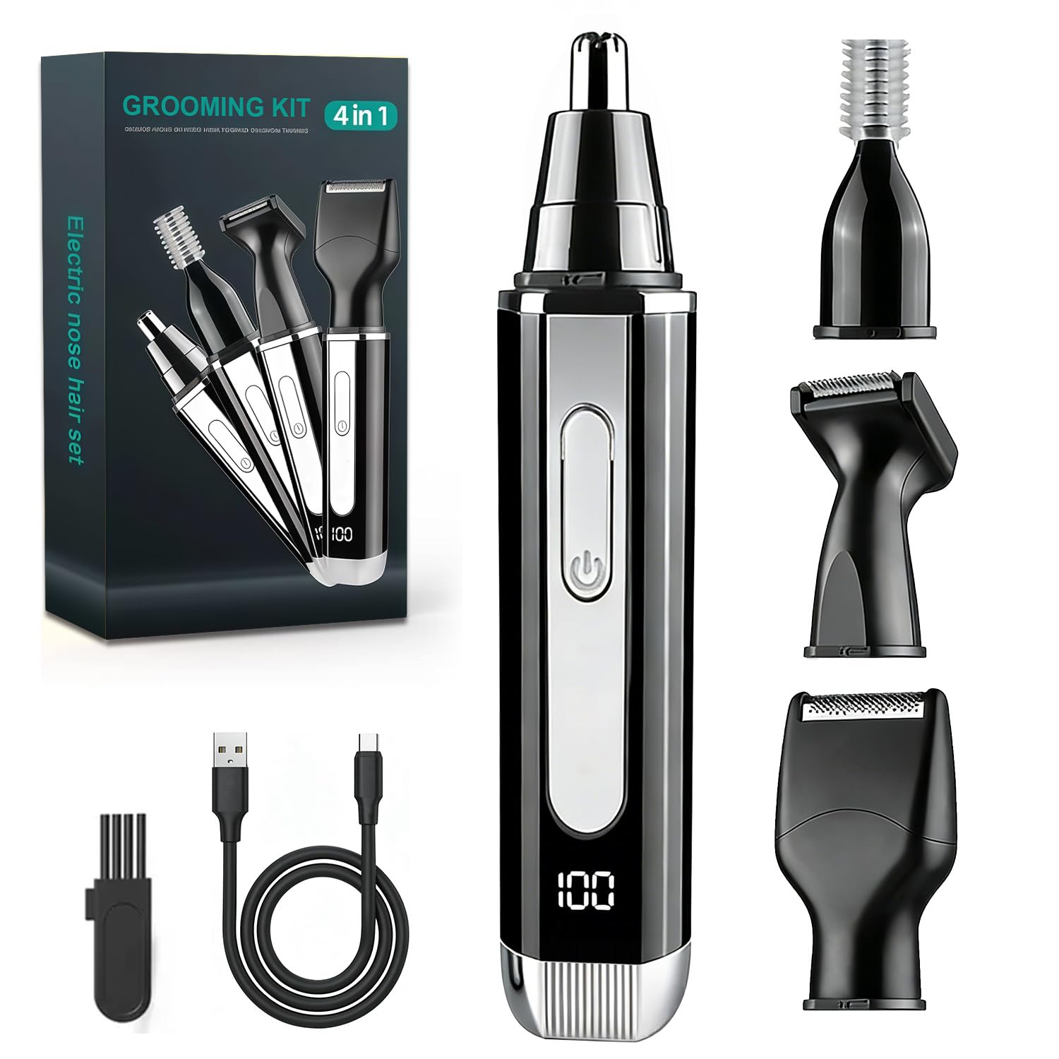 Recortadora de pelo para cejas y nariz para hombres y mujeres: 8500 RPM, carga USB, lavable, indicador LED
