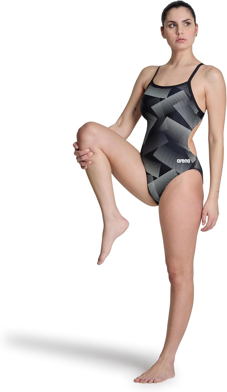 Arena Women's Performance Halftone Team Print Challenge Back Ladies Bathing Swimsuit - Image 7