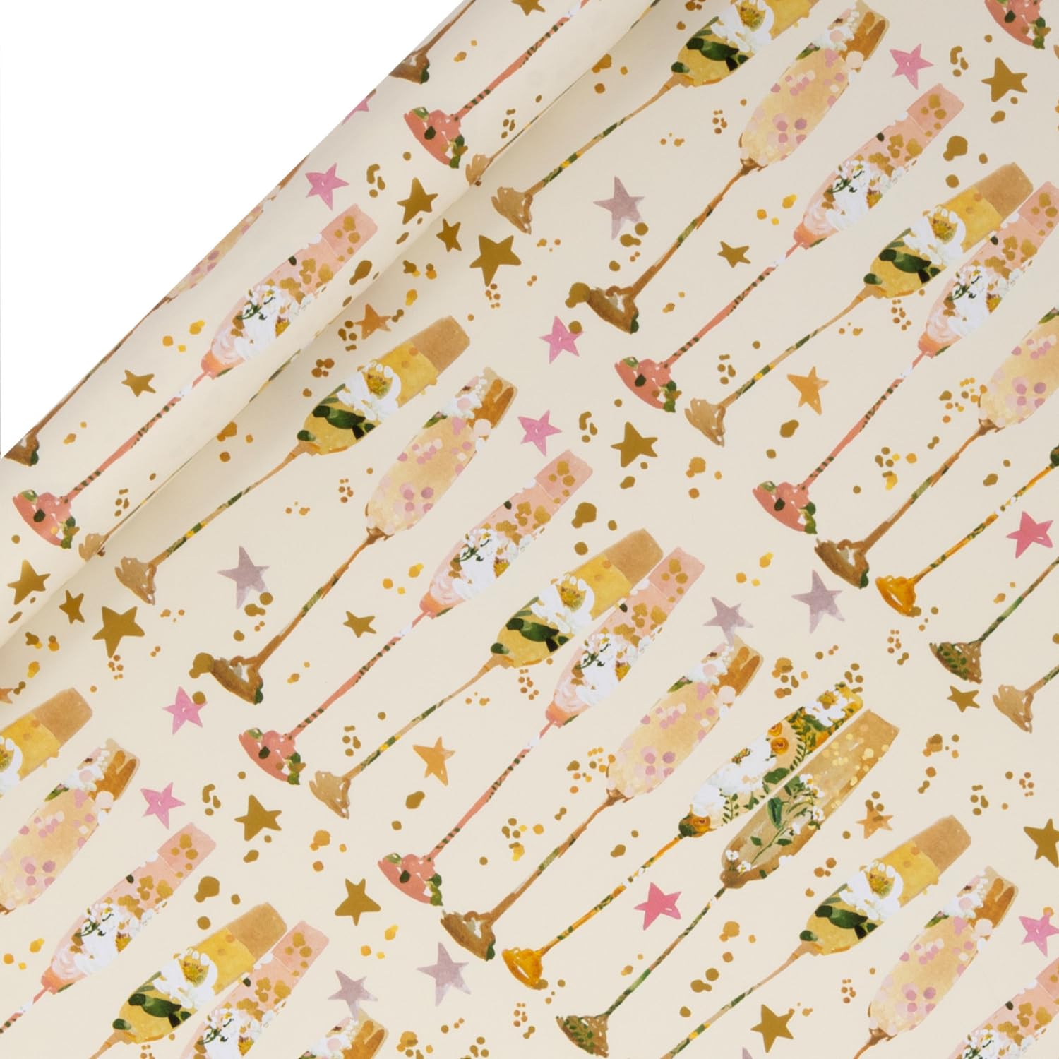 Glick Luxury Roll Wrap, Flutes, Wrapping Paper 4 metres x 70 cms, Suitable for Birthdays, Wedding, Engagement, Anniversary & Other Celebrations
