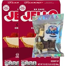 Jel-0 Dessert Kit No Baking with Crust Mix & Filling Mix 17.8 oz Box Pack of 2 with Freeze Dried Ice Cream Bites Cherry Cheesecake Candy
