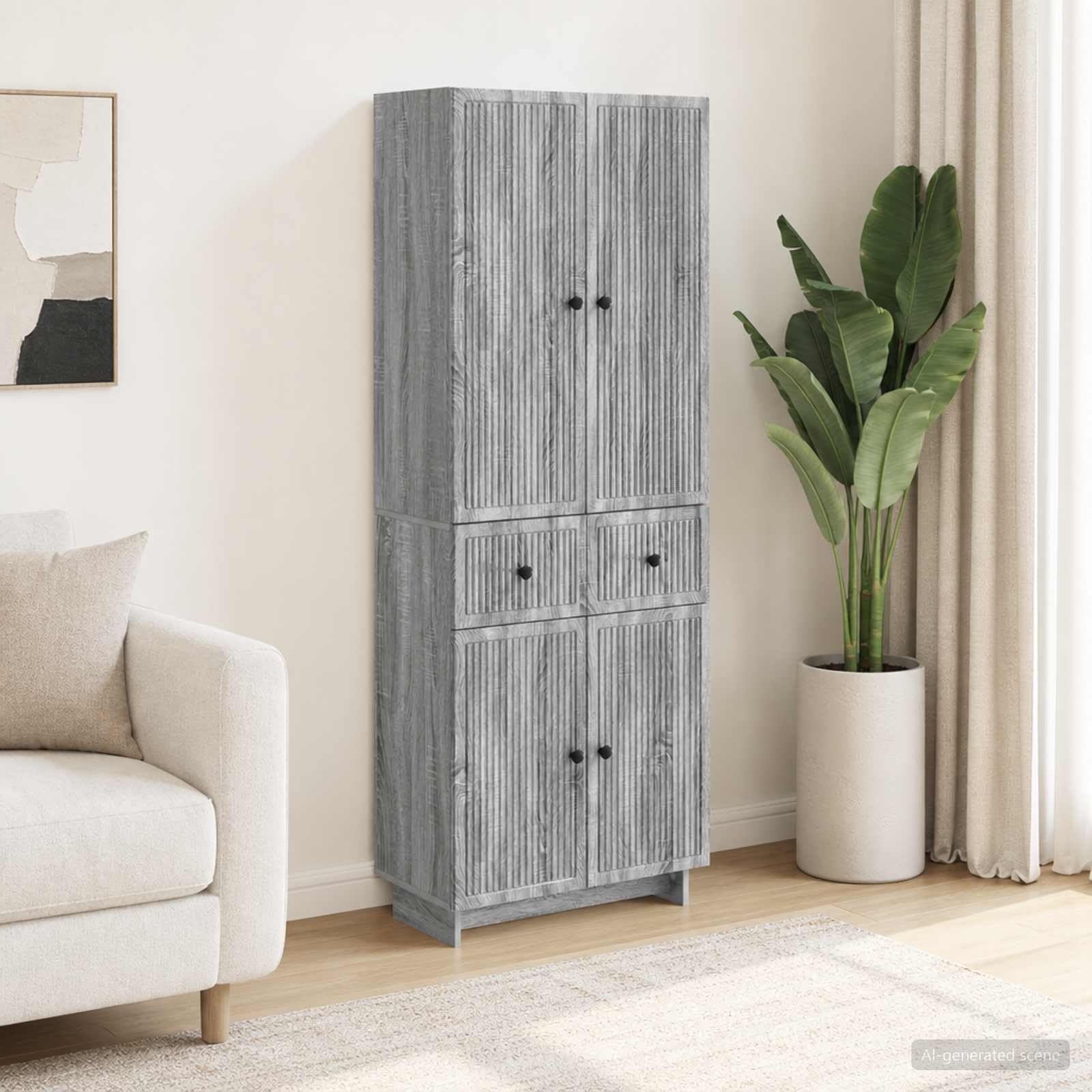 2-częściowy zestaw szaf z materiału drewnopochodnego, do ogrodu, na balkon, taras, z uchwytem ściennym 66 x 34,5 x 90 cm i miejscem do przechowywania, odporna na warunki atmosferyczne